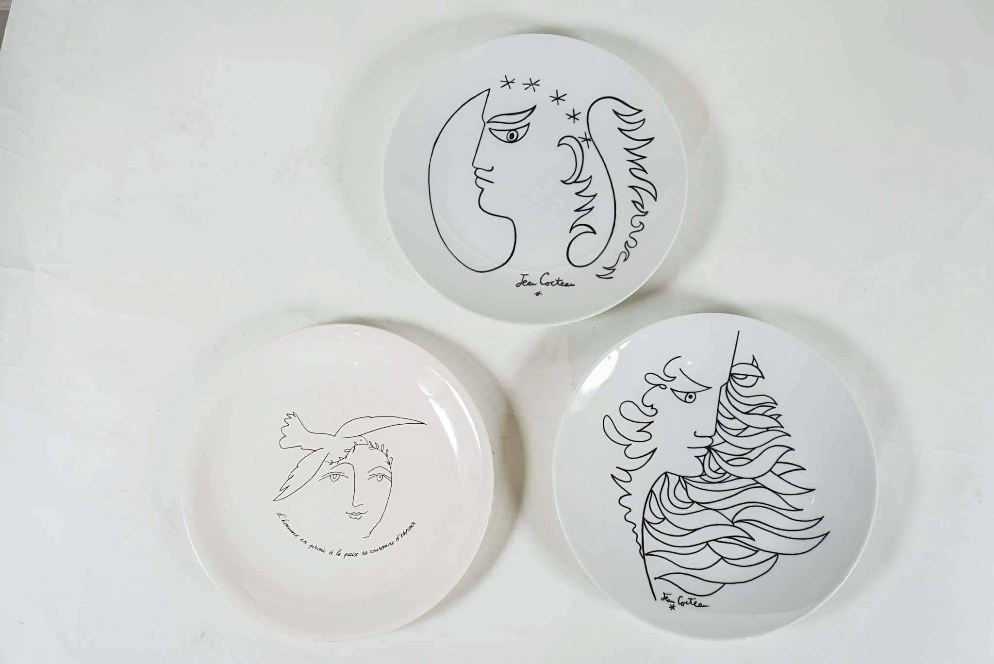 Here is a pair of gorgeous Jean Cocteau contour face plates by Promo Ceram made in France. The Picasso plate is by ECPLP. The plates are available as singles for $300 each.