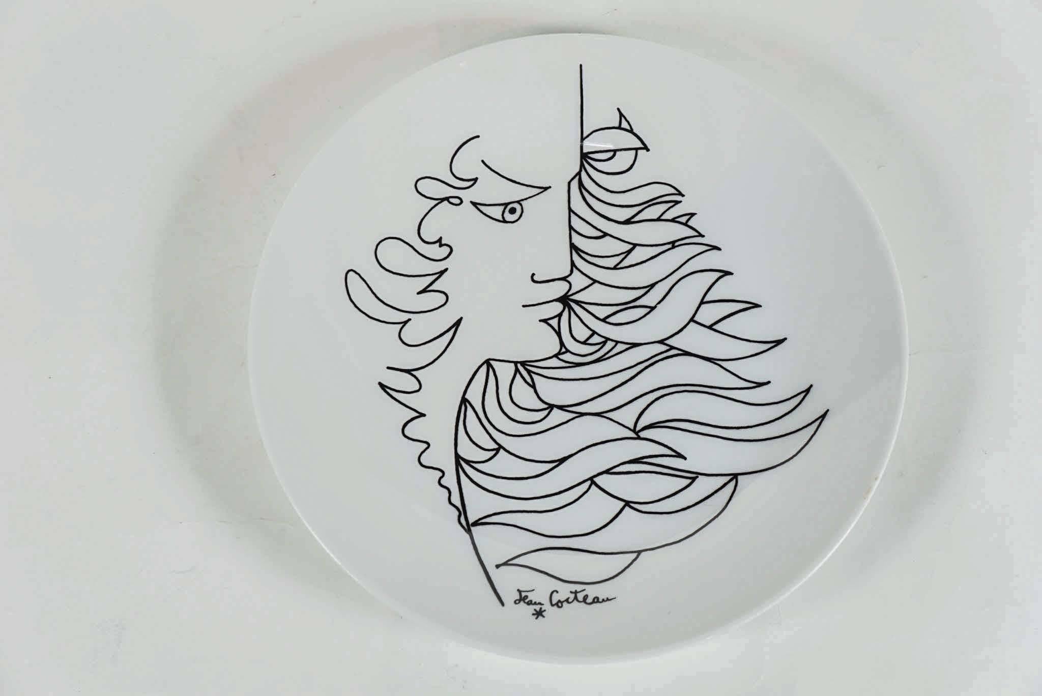 Porcelain Jean Cocteau Plates  by Promo Ceram and Picasso Plate by ECPLP