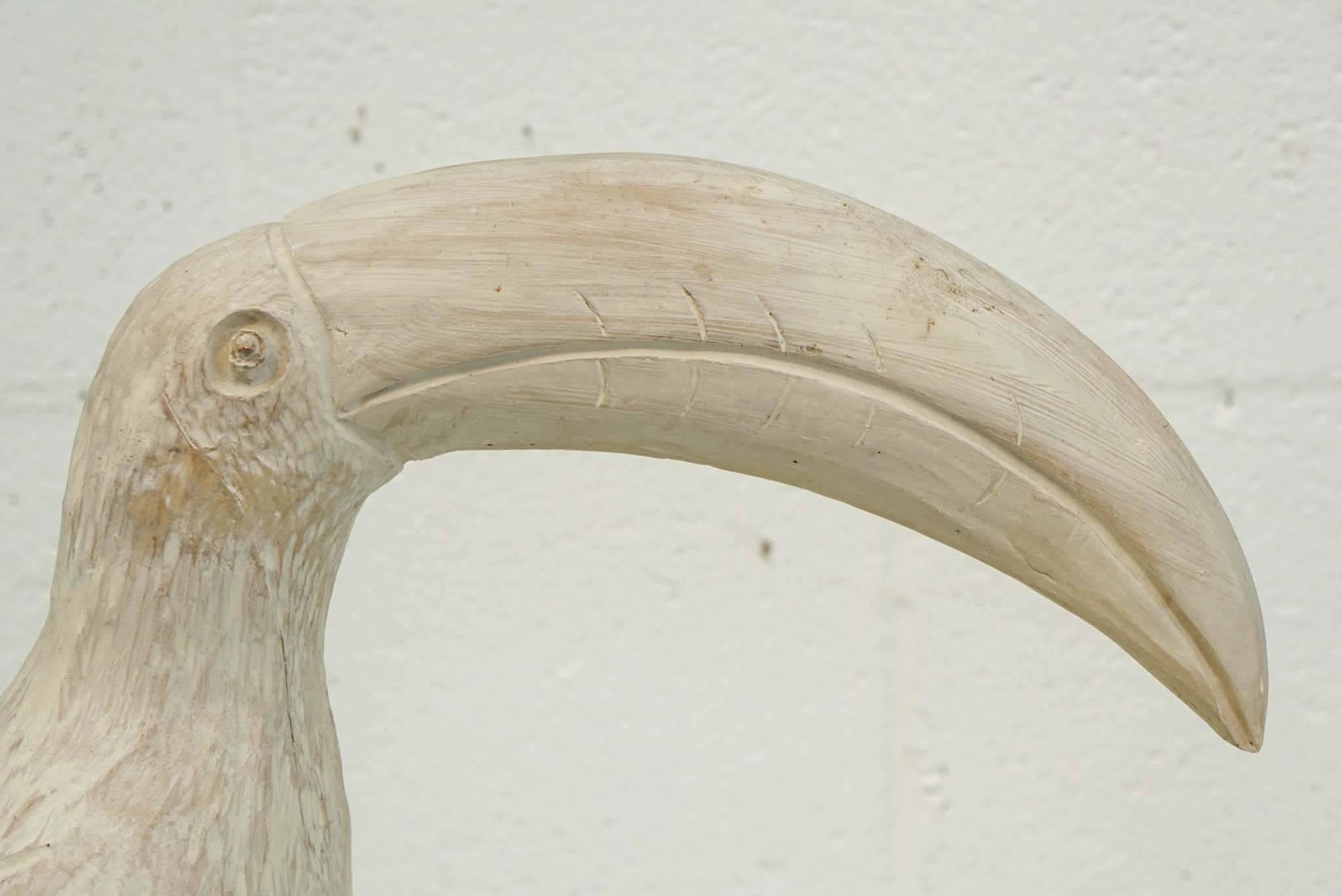 Toucan Sculpture Carved in Wood In Excellent Condition For Sale In Hudson, NY