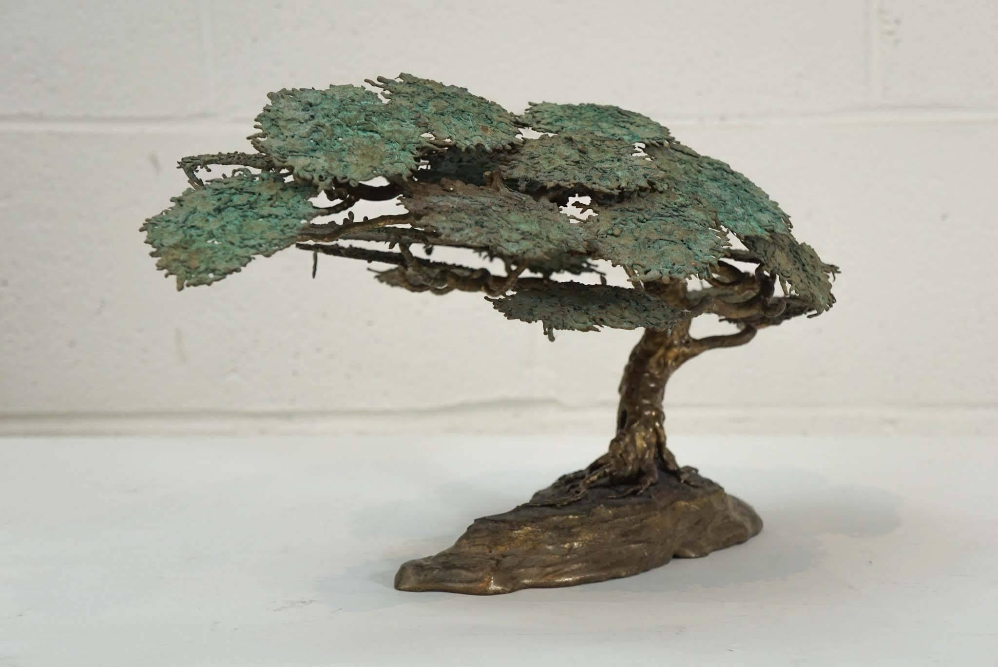 Brutalist Serengeti Tree Sculpture in Brass In Excellent Condition In Hudson, NY