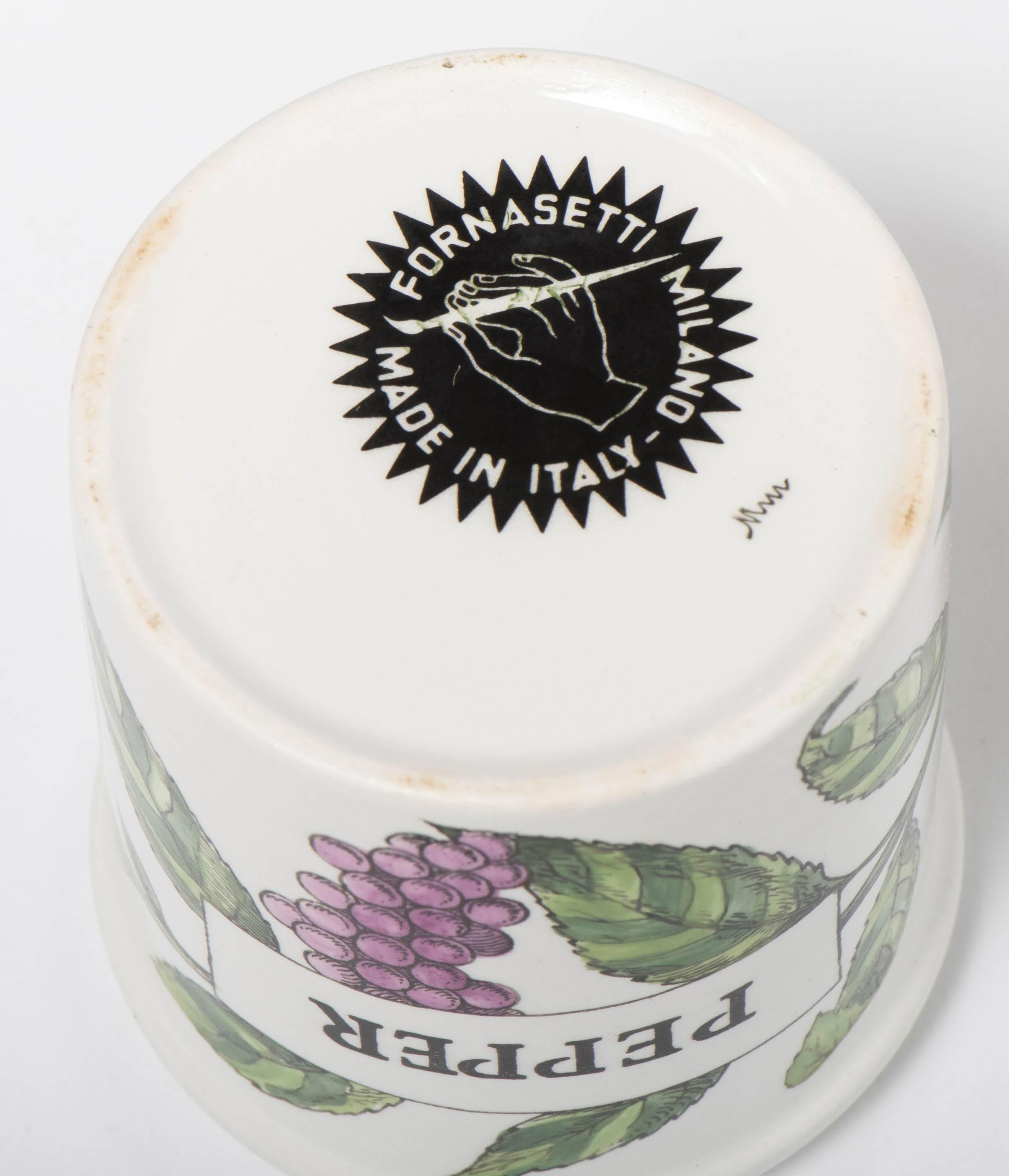 Mid-20th Century Piero Fornasetti porcelain pepper jar with cover, Italy circa 1960 For Sale