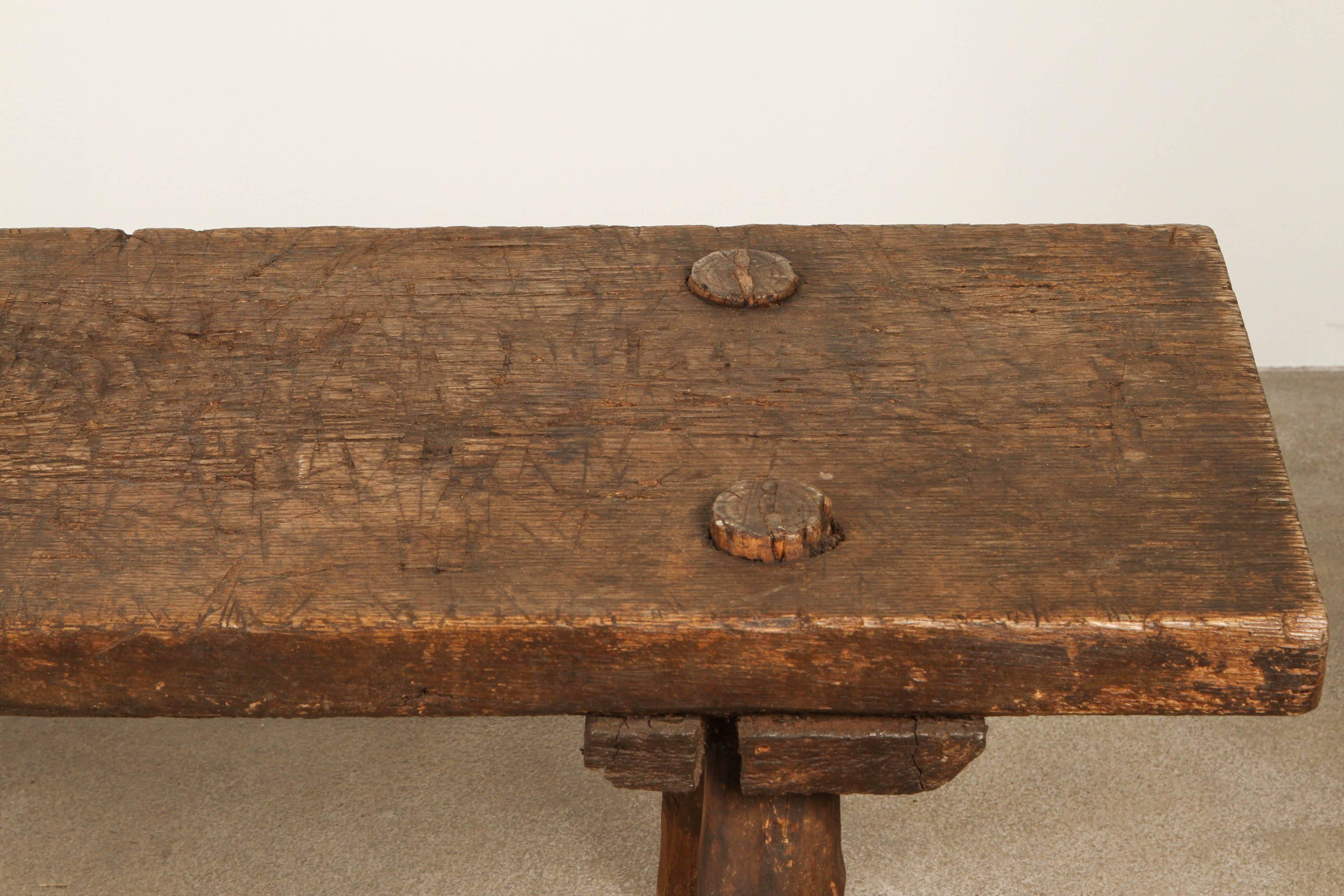 19th Century Italian Long Primitive Rustic Bench