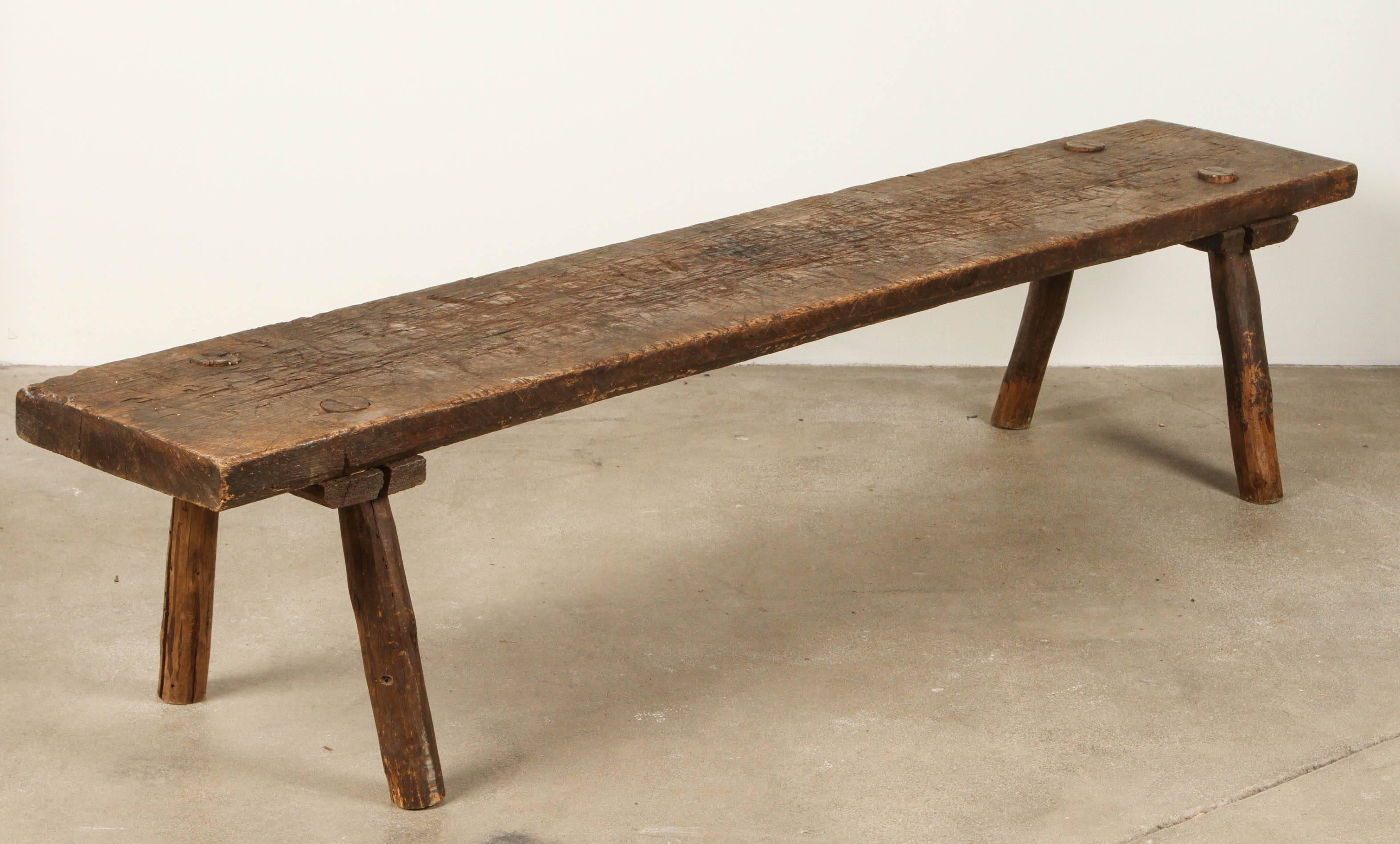 Italian Long Primitive Rustic Bench 1