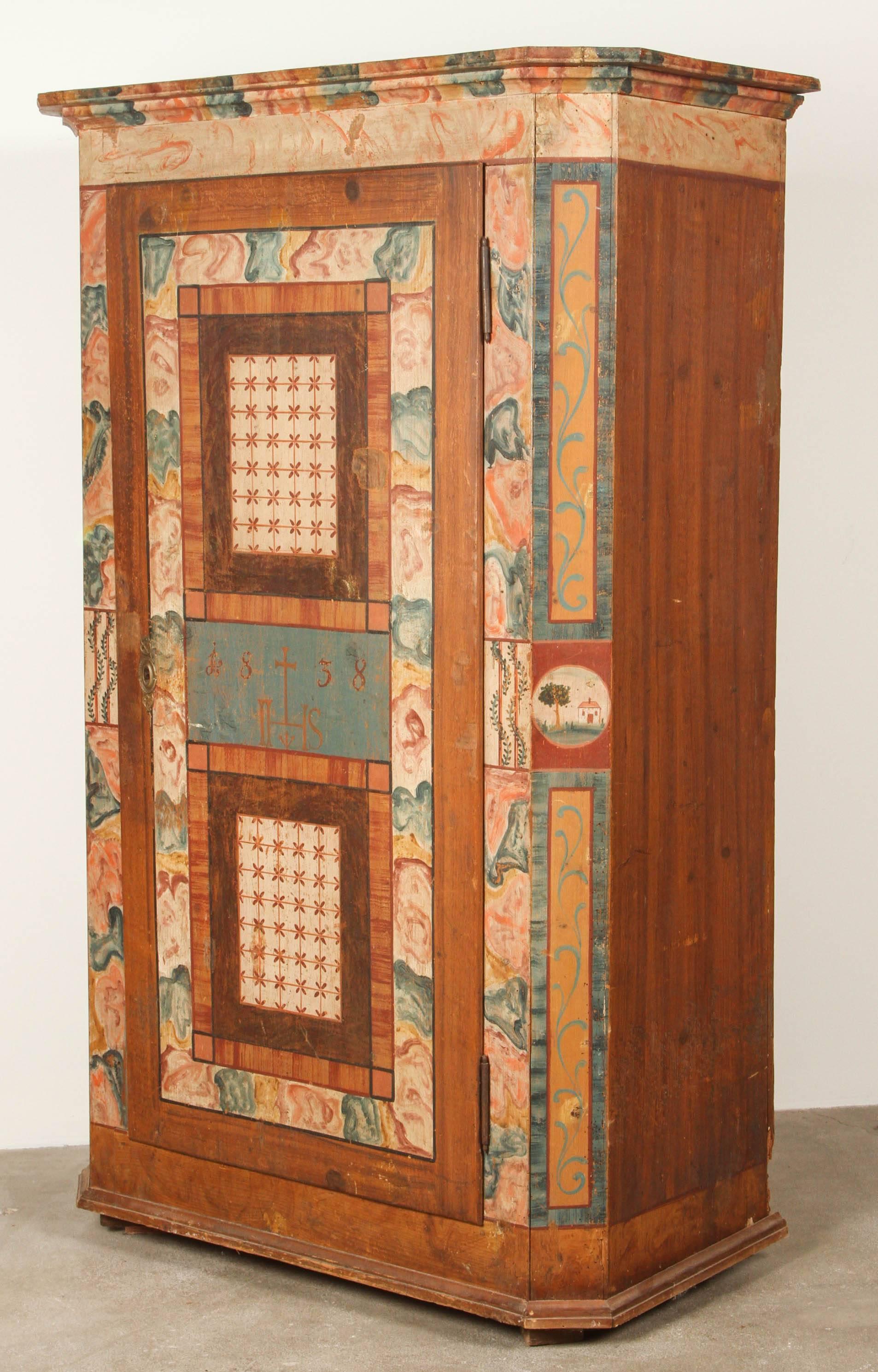 Folk Style Hand-Painted Cabinet  4