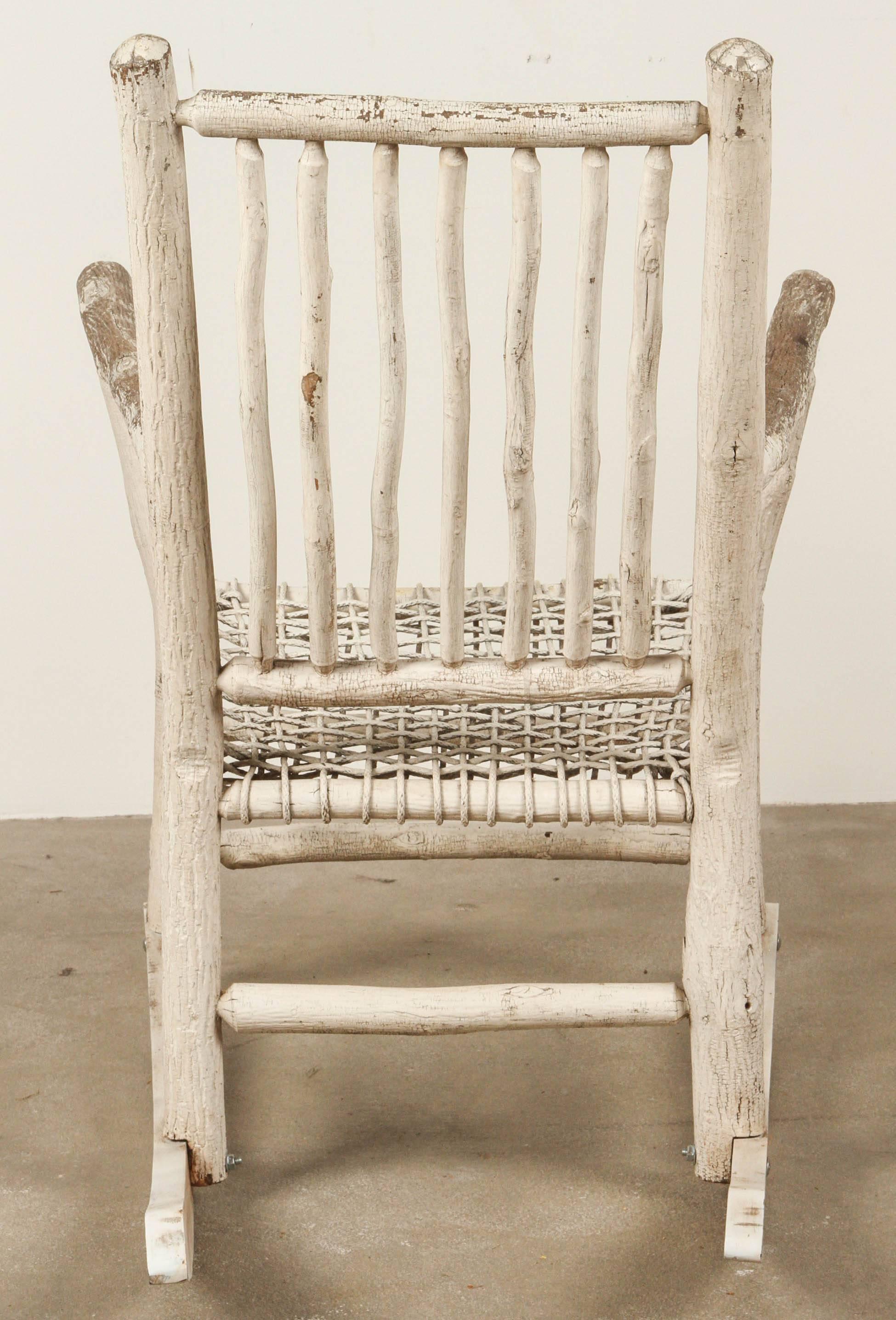 American White Painted Rustic Rocking Chair