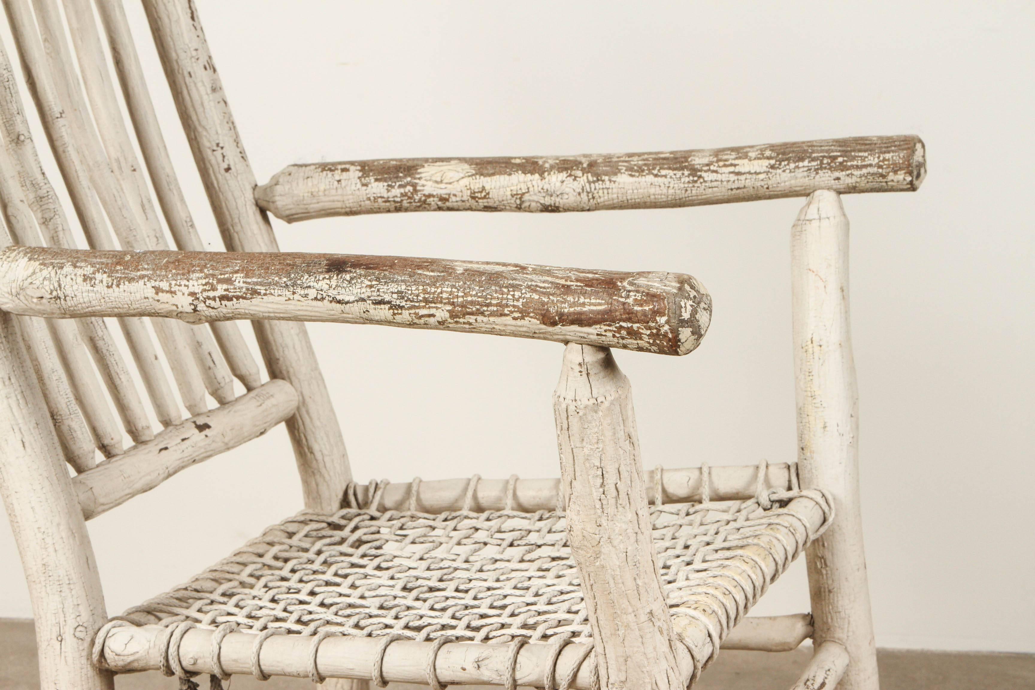 20th Century White Painted Rustic Rocking Chair