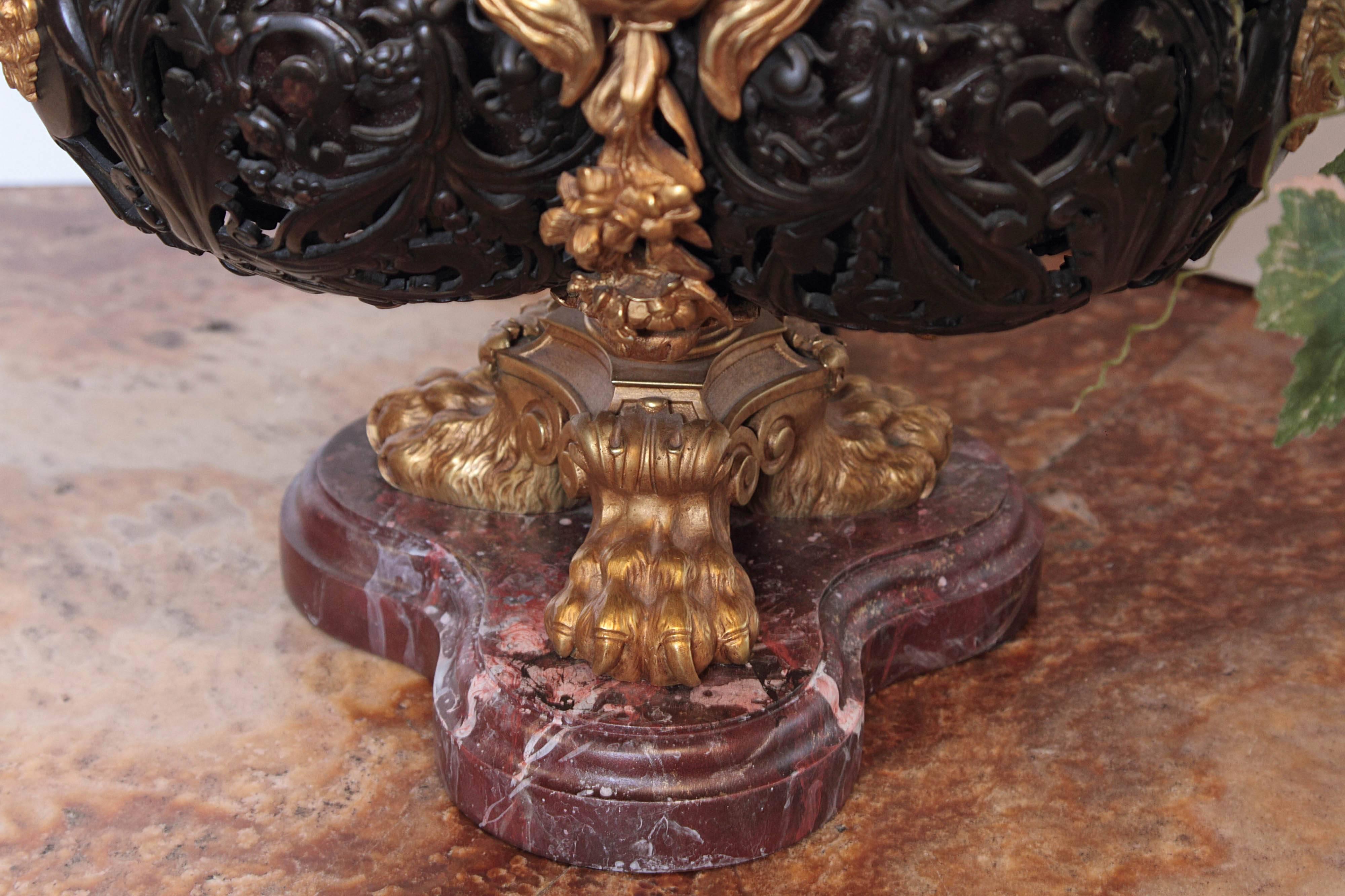 19th Century Patinated and Gilt Bronze Planter, Made into Lamp 5