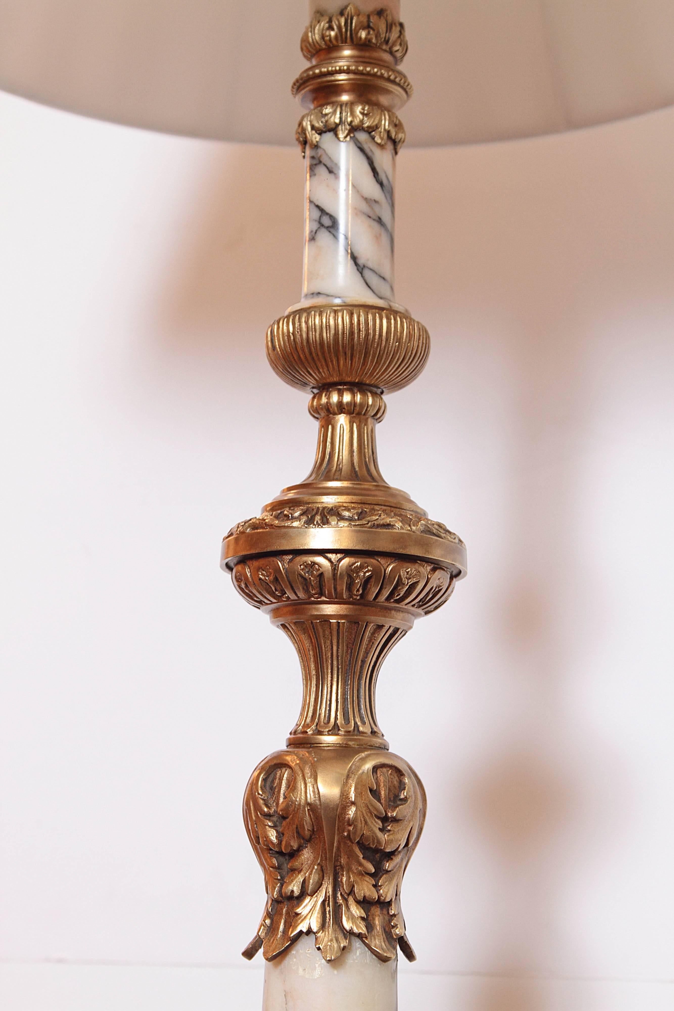 Late 19th Century French Louis XVI Marble and Gilt Bronze Column Floor Lamp 4