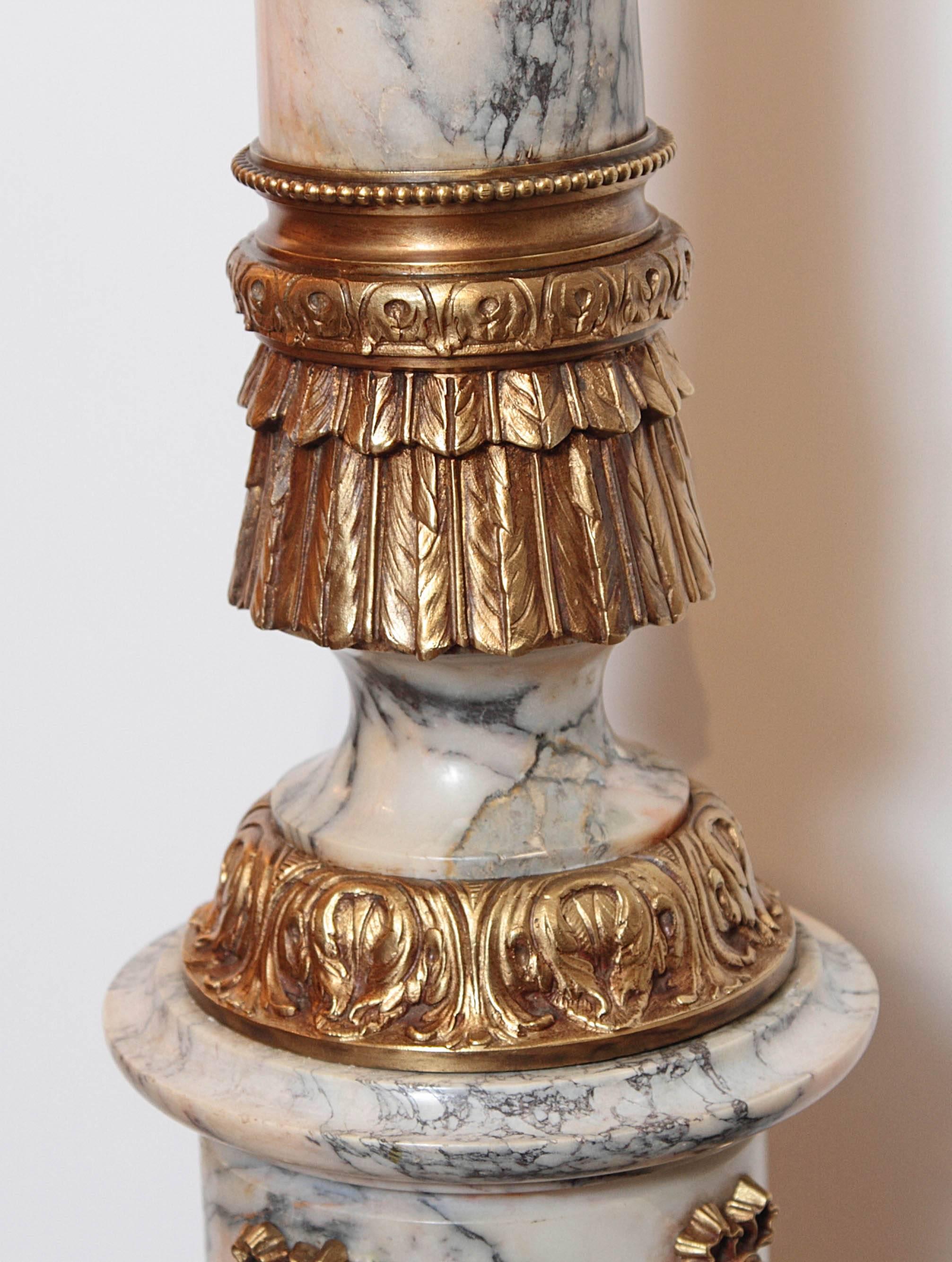 Late 19th Century French Louis XVI Marble and Gilt Bronze Column Floor Lamp 5