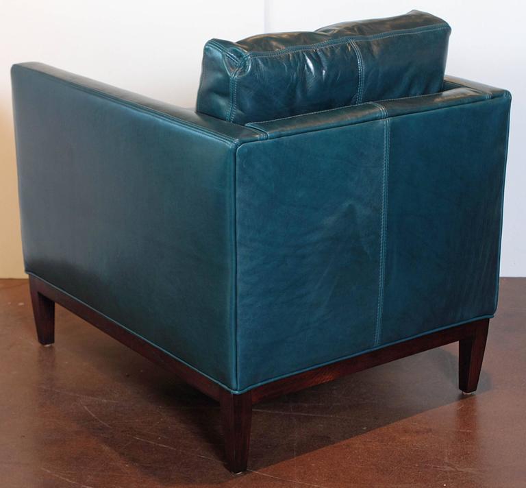 Parisian Blue Leather Lounge Chair at 1stDibs
