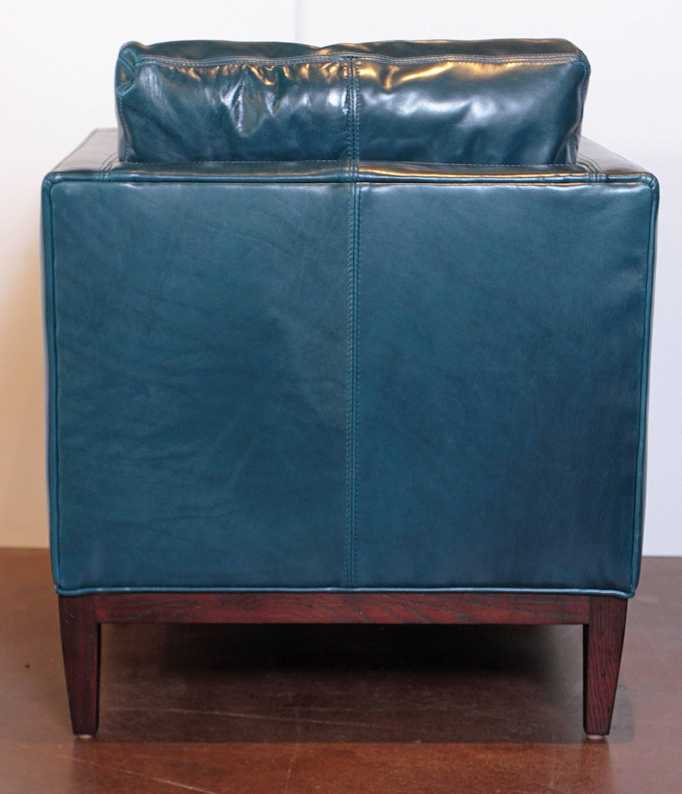 Parisian Blue Leather Lounge Chair 1