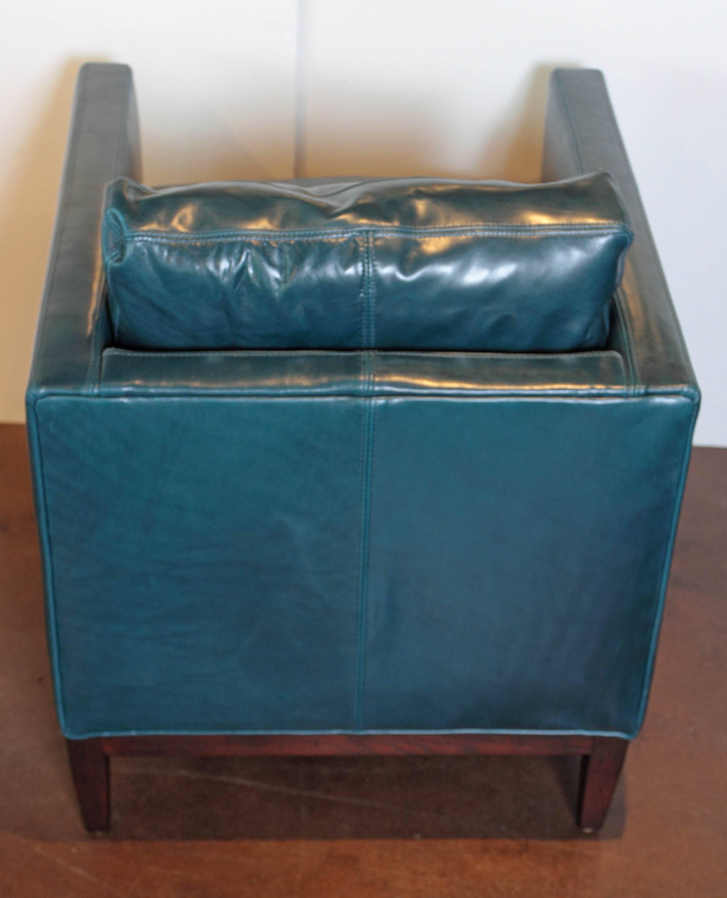 Parisian Blue Leather Lounge Chair 2