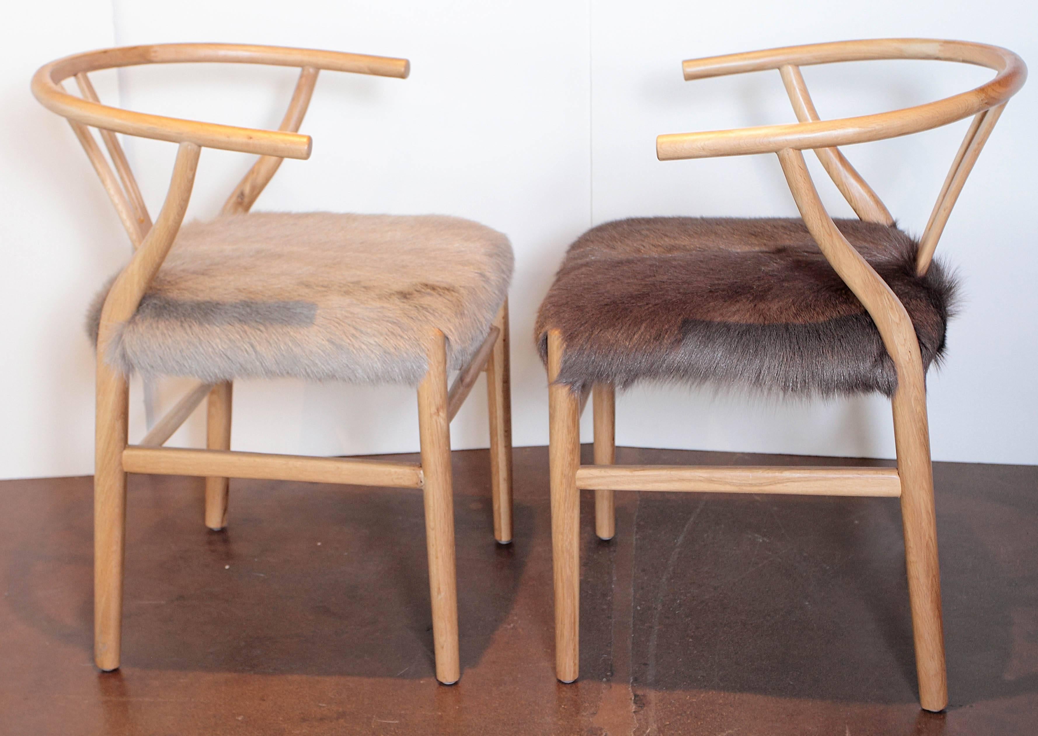 Contemporary Scandinavian Modern Fur Dining Chairs