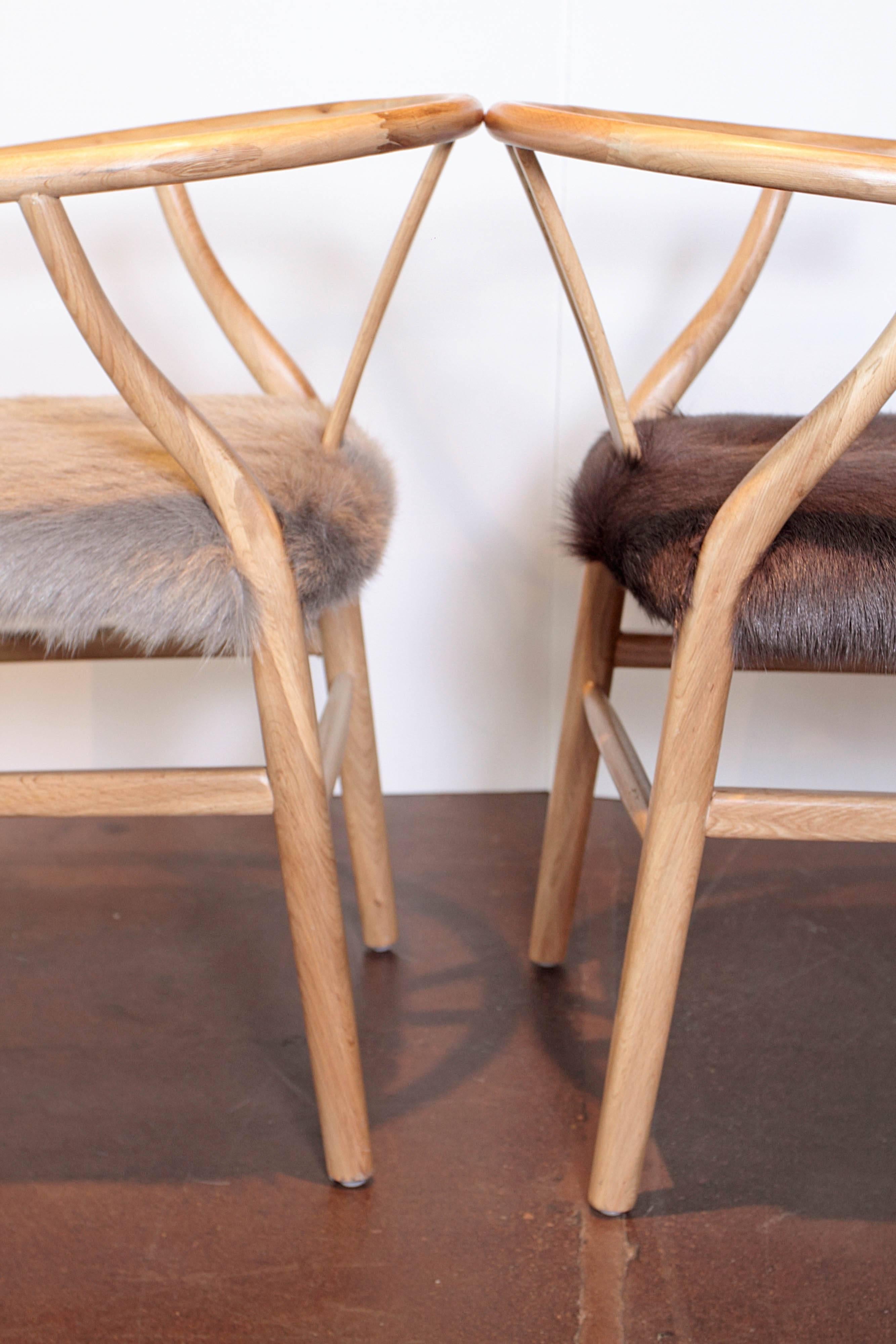 Scandinavian Modern Fur Dining Chairs 3