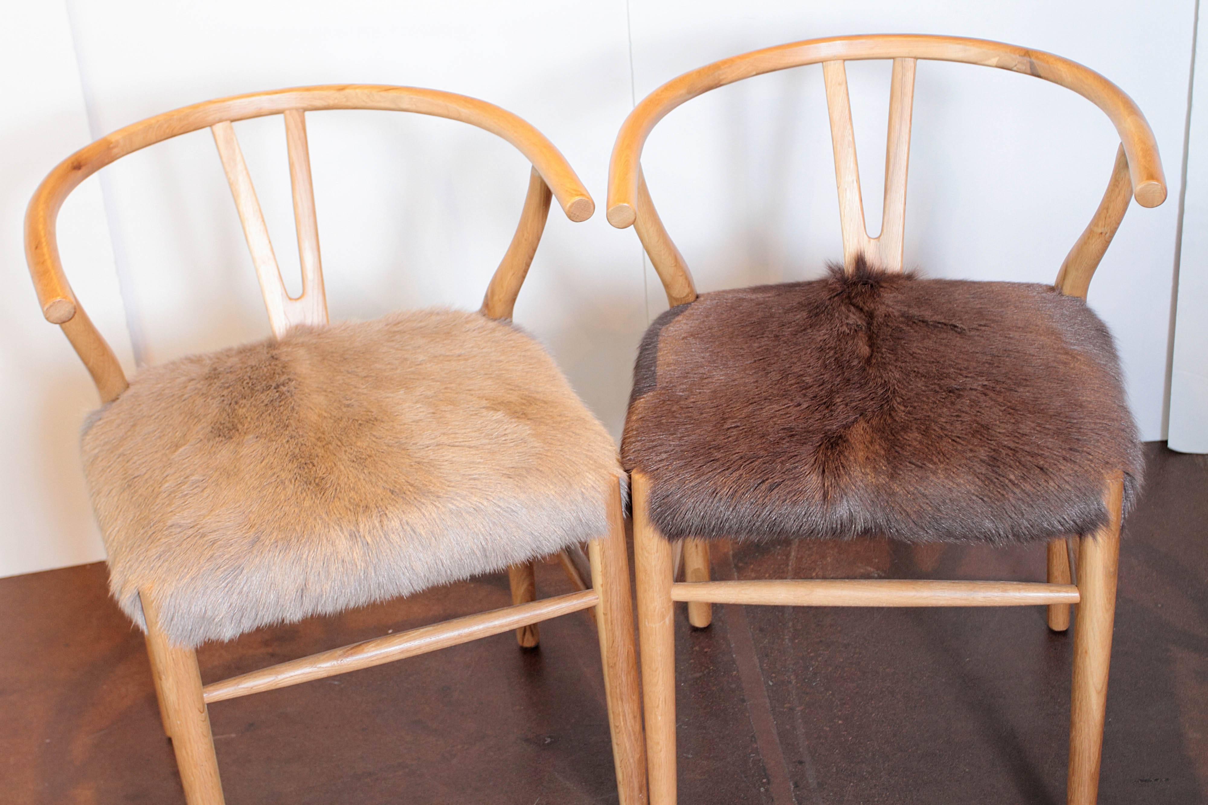 Scandinavian Modern Fur Dining Chairs 4