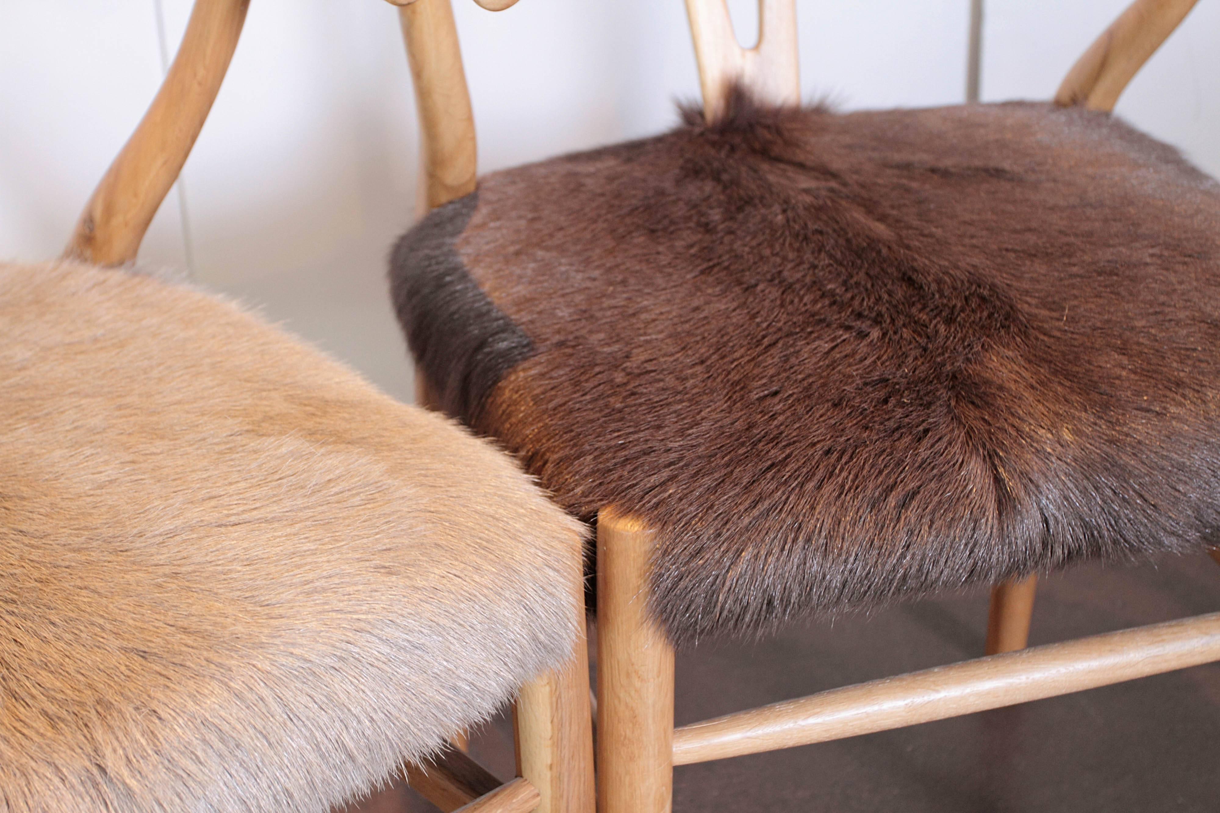 Scandinavian Modern Fur Dining Chairs 5