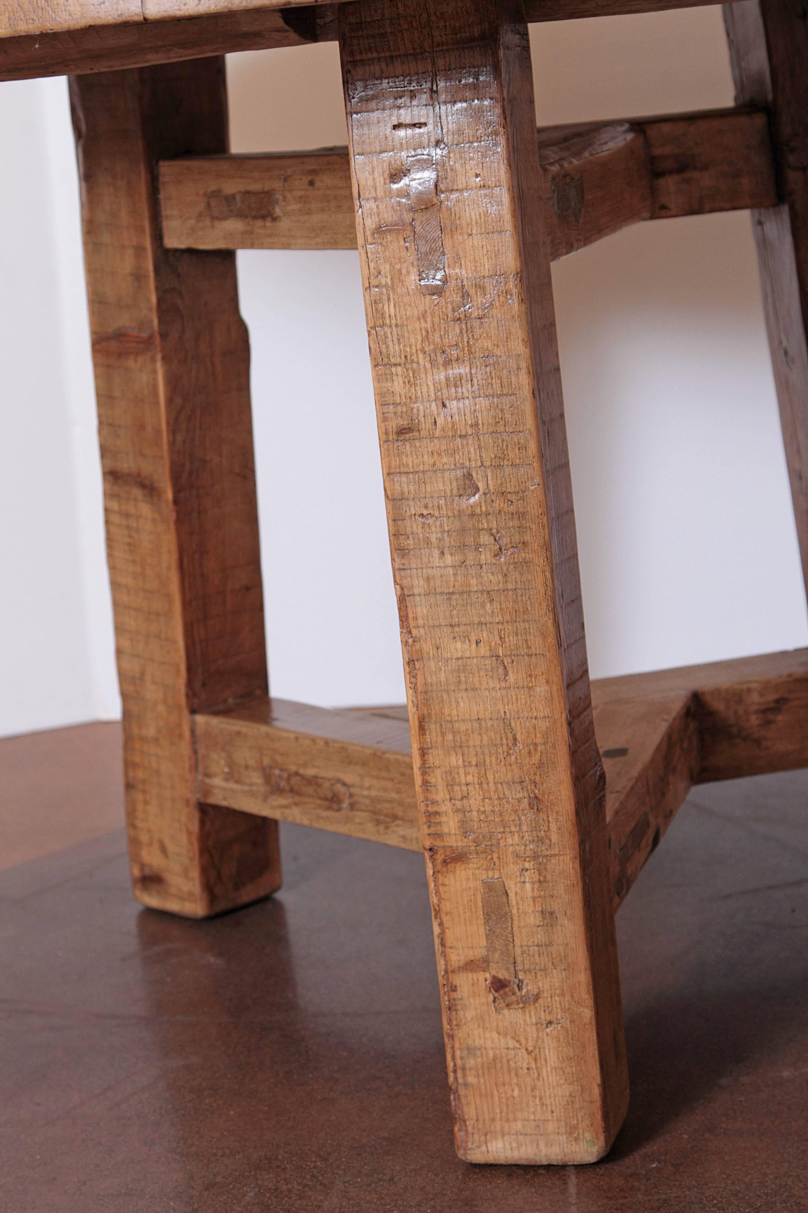 Elm Dining Table from Reclaimed Architectural Elements In Good Condition In Dallas, TX