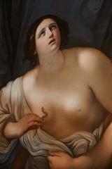Oil on Canvas "Cleopatra with the Snake" after Guido Reni in Carved Gilt Frame