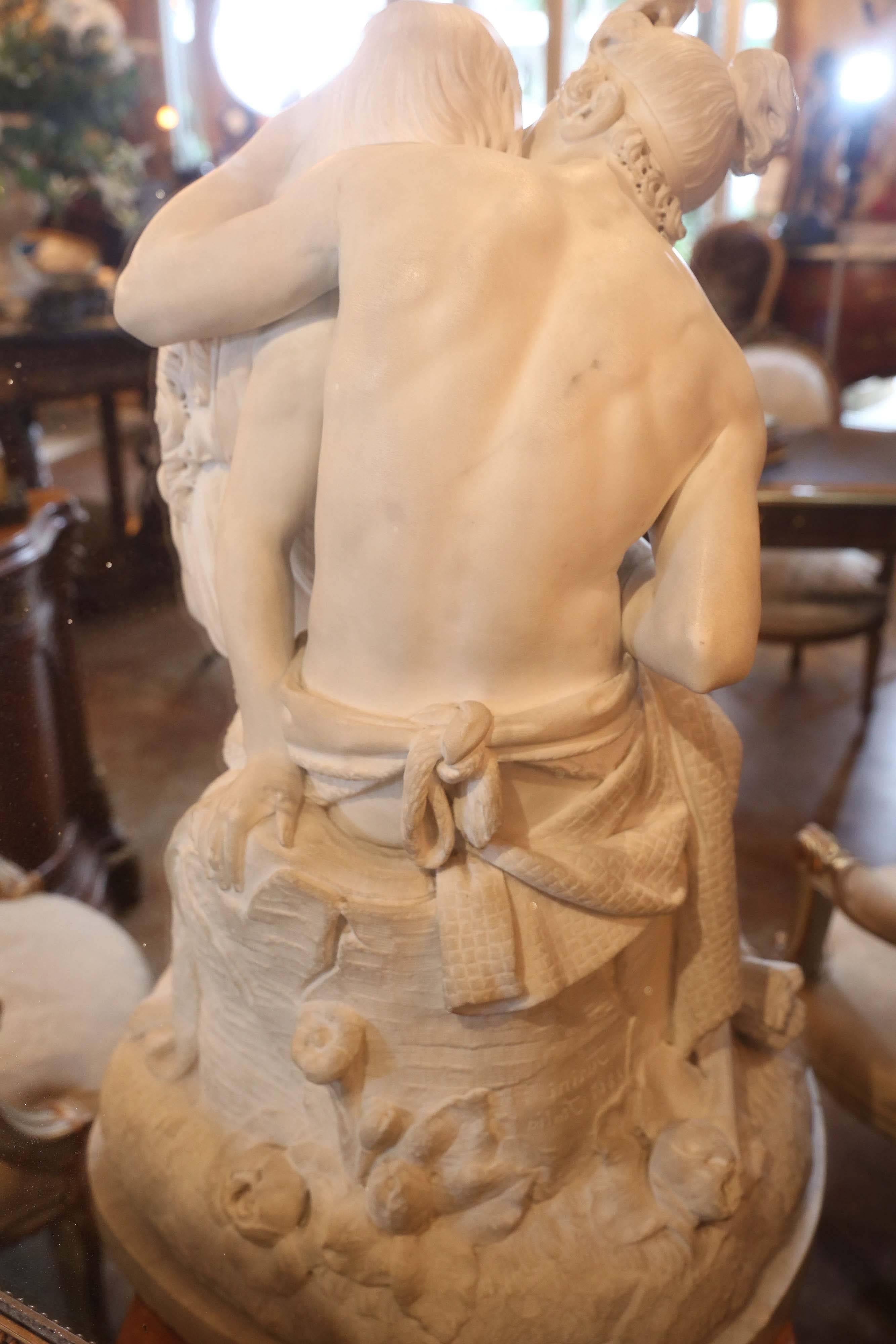 18th Century Large-Scale Marble Sculpture of Two Figures Embracing by the Sculptor Turini