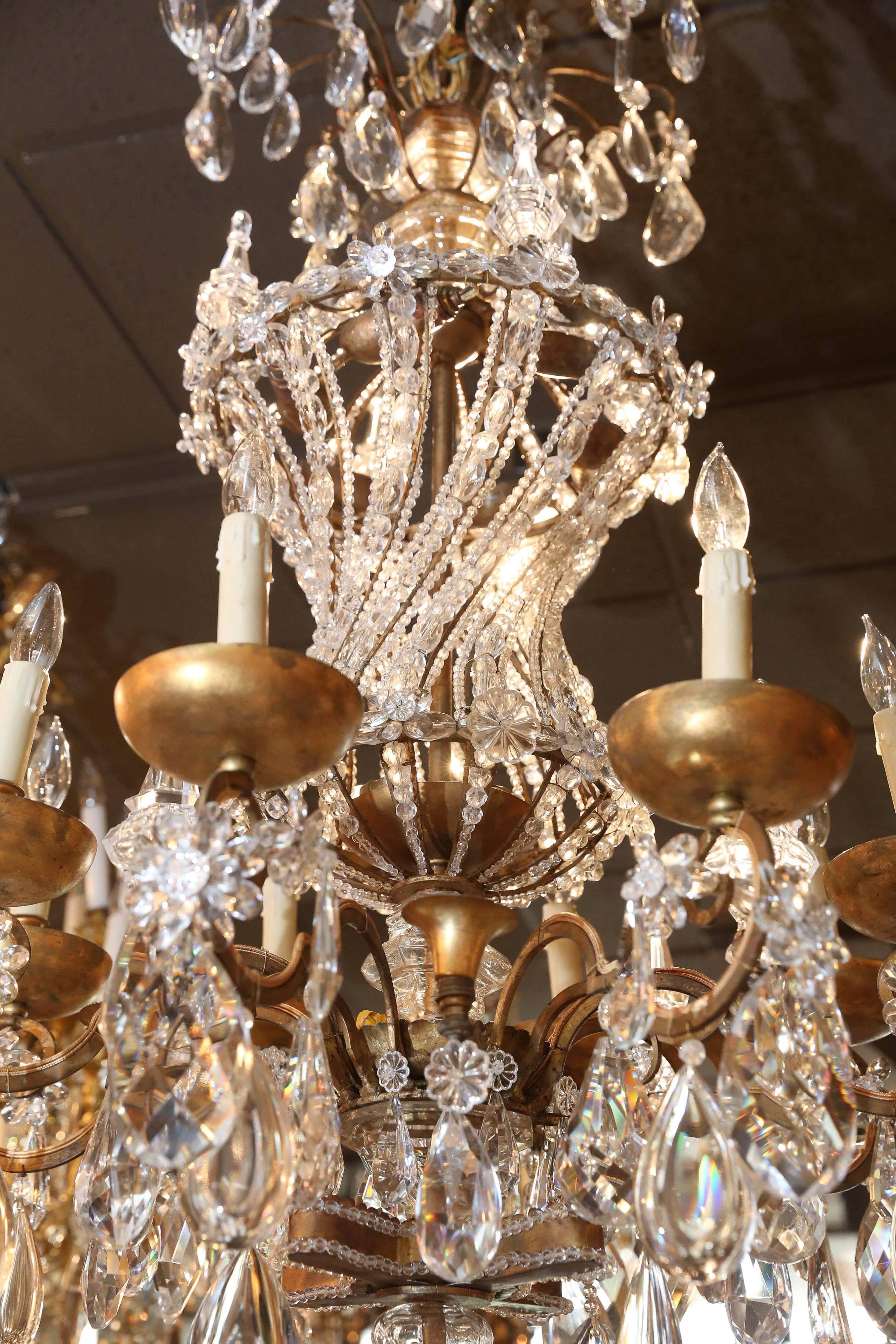 20th Century Impressive Bagues Chandelier, Large Size and Bronze and Crystal in swirl design