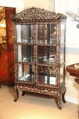 19th Century Chinese Display Cabinet Mother-of-Pearl Inlay and Ebonized Wood