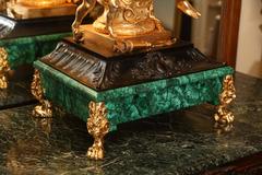 Large French Gilt  Bronze Figural Clock on Malachite Base by F Marti et Fils