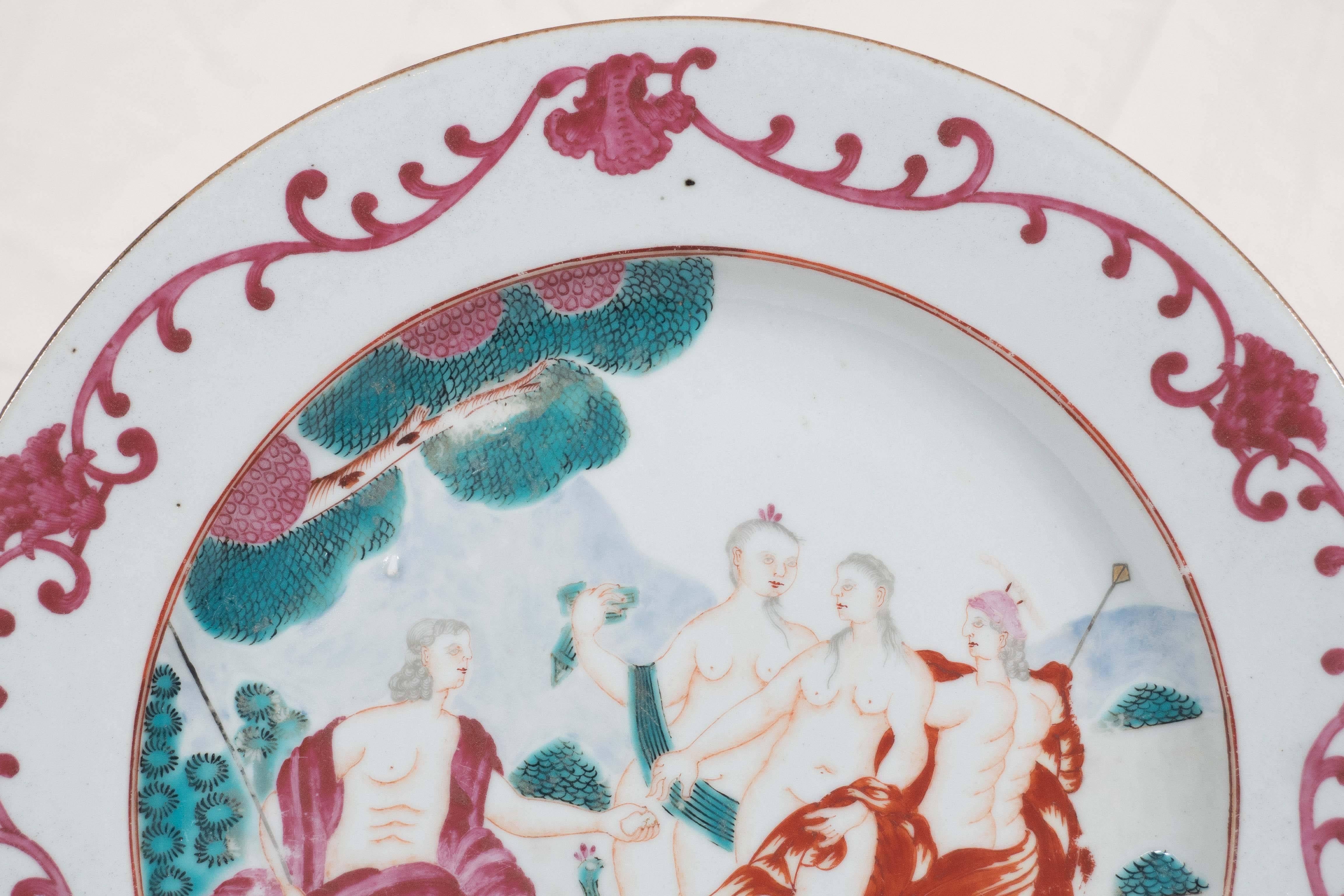 Mid-18th Century Judgment of Paris Chinese Export Plate