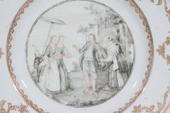 Chinese Export Porcelain Dish with Grisaille Decoration