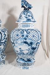 Large Blue and White Delft Covered Vases