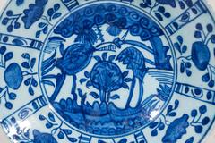 Antique Turkish Pottery Blue and White Kutahya Dish