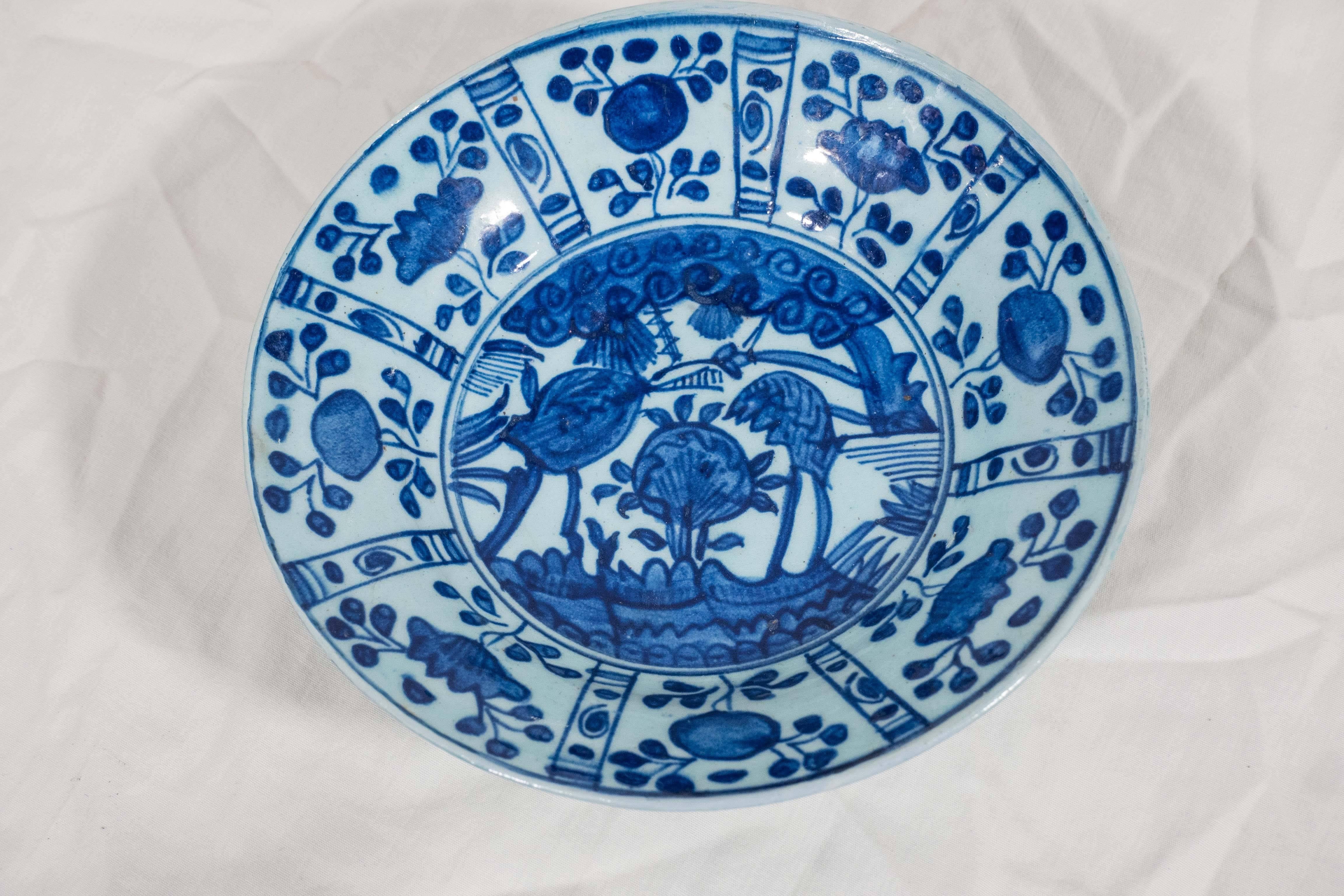 19th Century Antique Turkish Pottery Blue and White Kutahya Dish