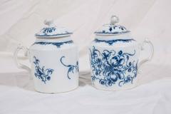 Pair Blue and White Porcelain English Antique Mustard Pots Made circa 1780