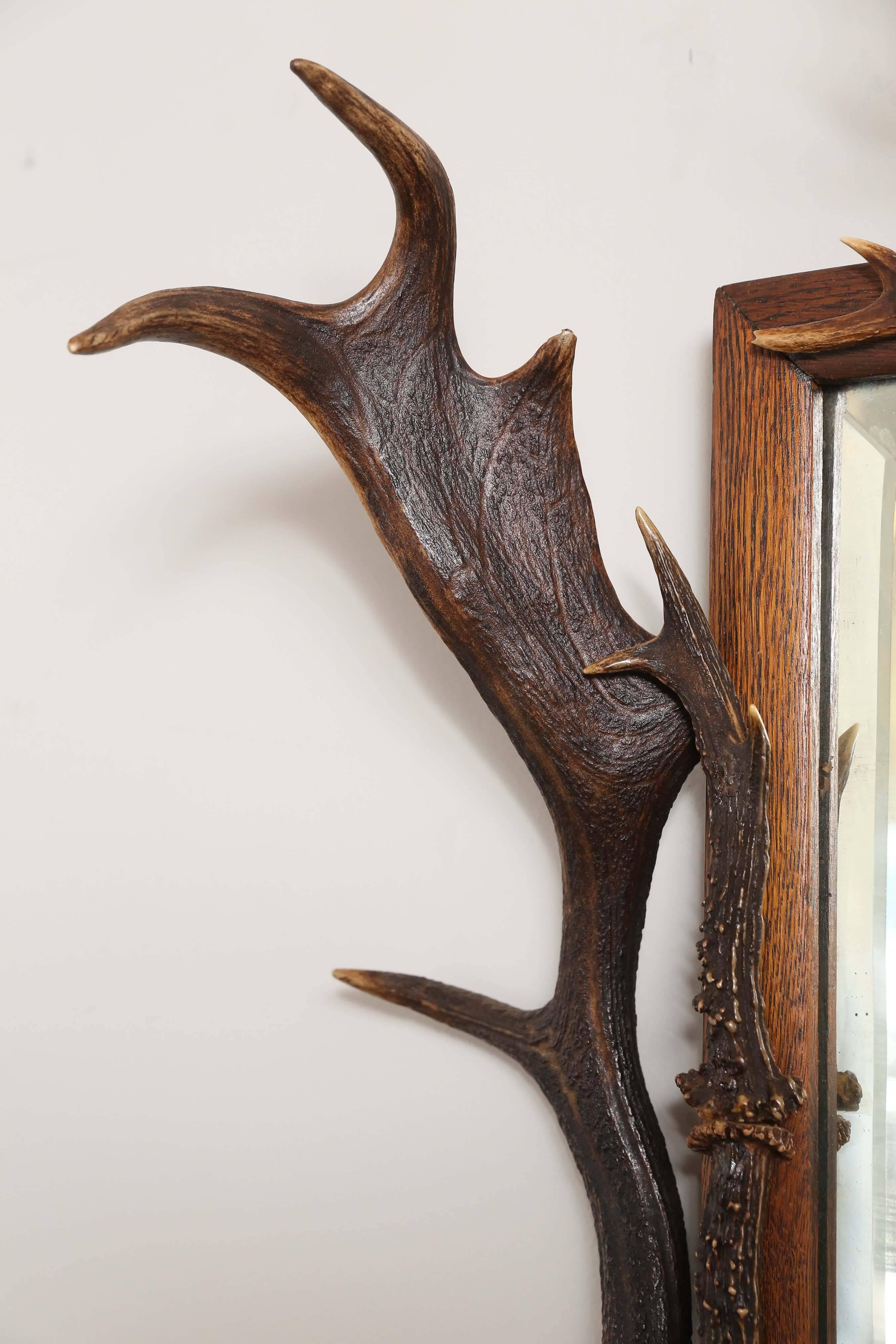 Antler Antique Black Forest Hunt Mirror from Bodendorf Castle, Germany