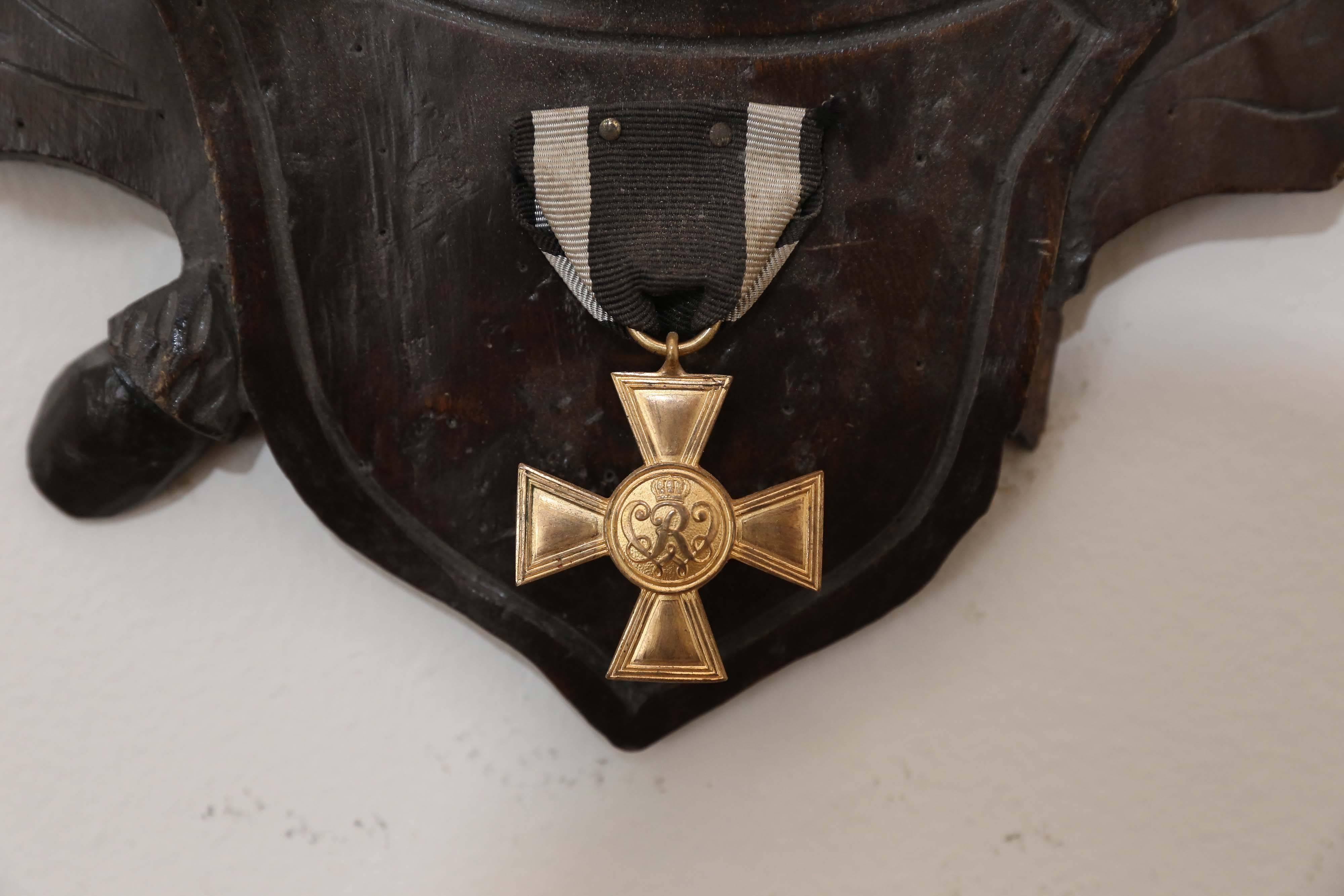 Black Forest Habsburg Fallow Deer Trophy from Eckartsau Castle with Original Medal