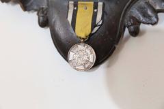 19th c. Habsburg Fallow Deer Trophy on Black Forest Plaque with Veterans Medal
