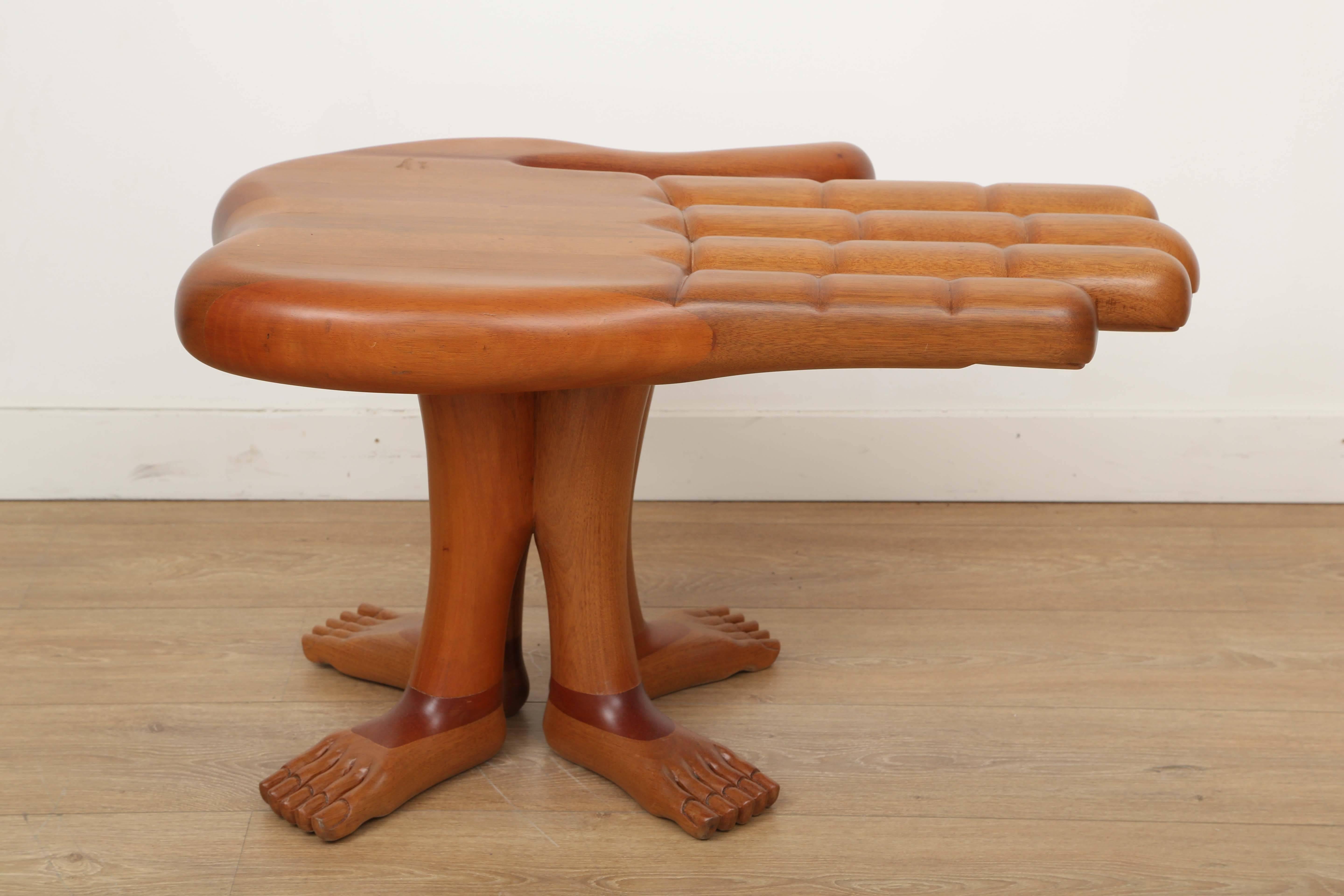 Hand-Carved  Mexican Surrealist Side Table by Pedro Friedeberg