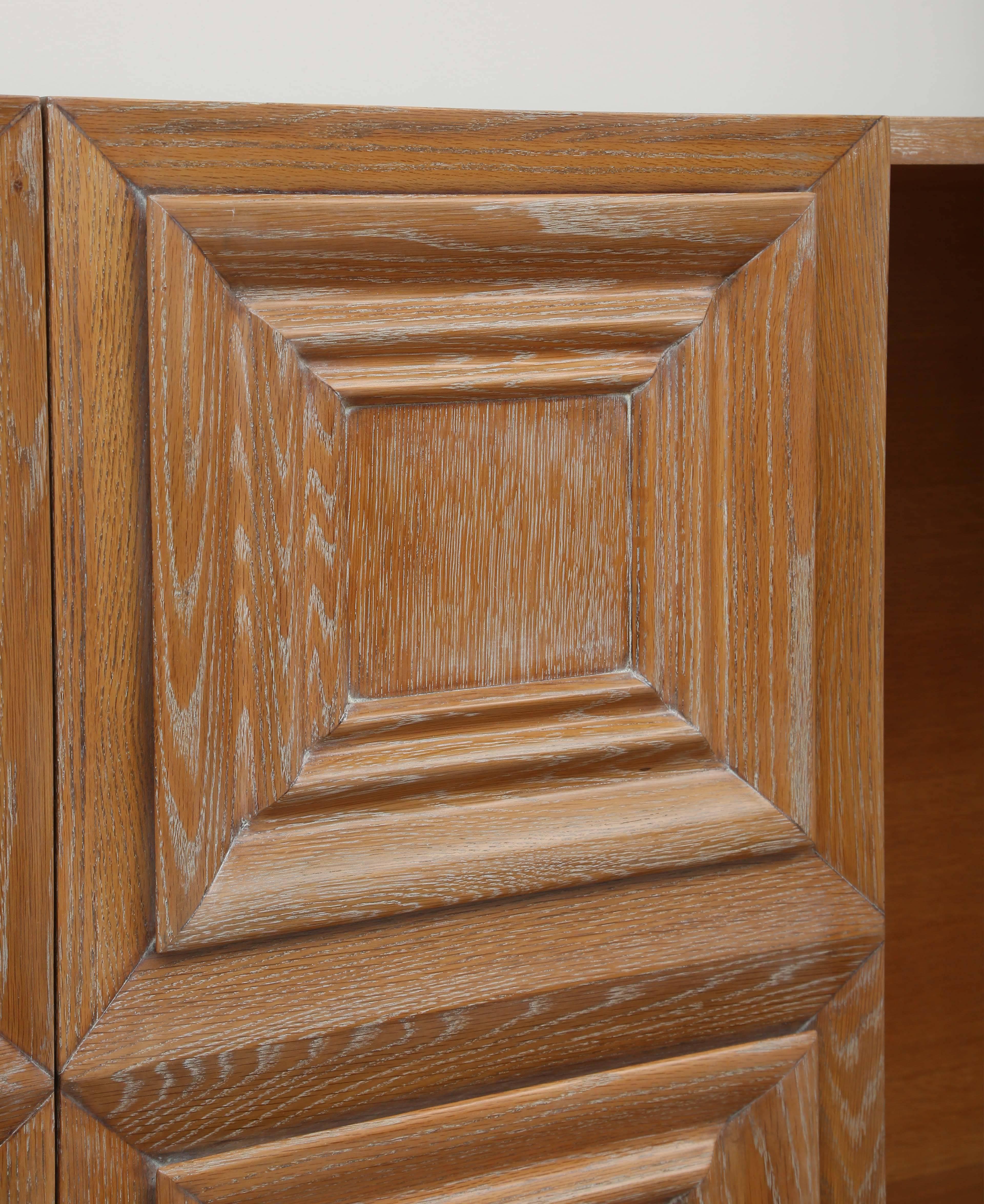 Mid-20th Century Large Cerused Oak Cabinet, USA, 1950s