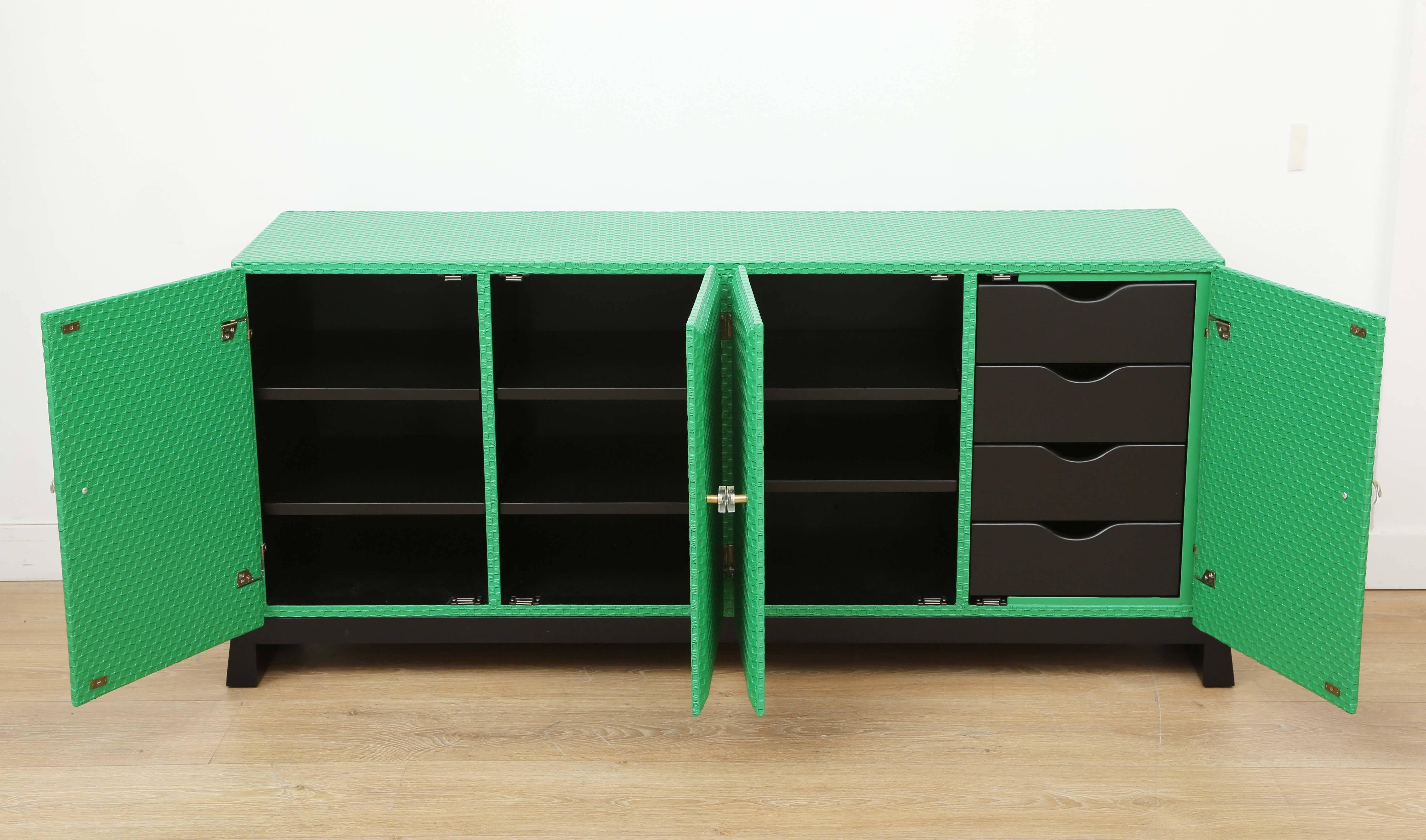Mid-Century Modern 1970s Emerald Green  Cabinet