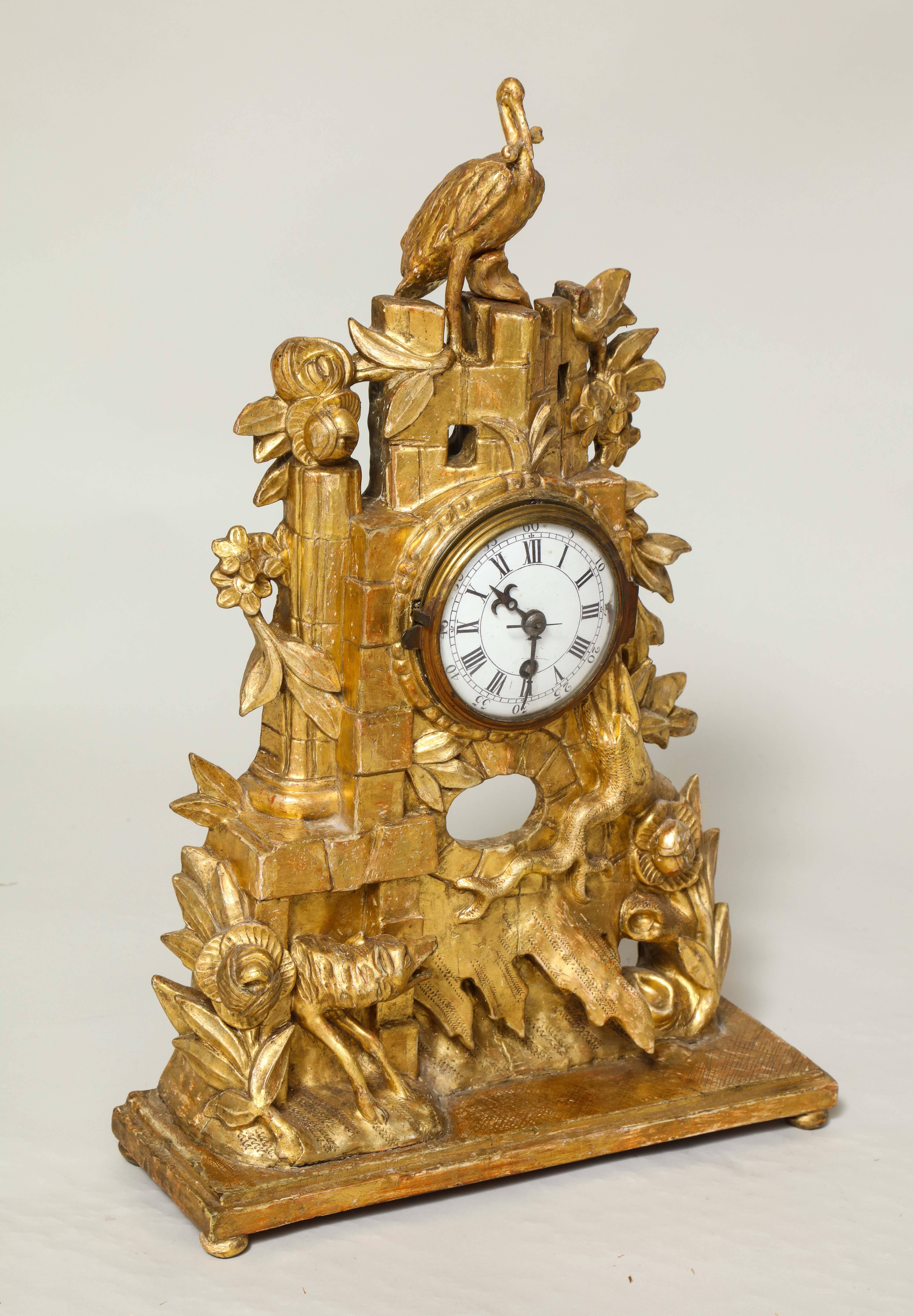 Rococo Giltwood Clock For Sale 1