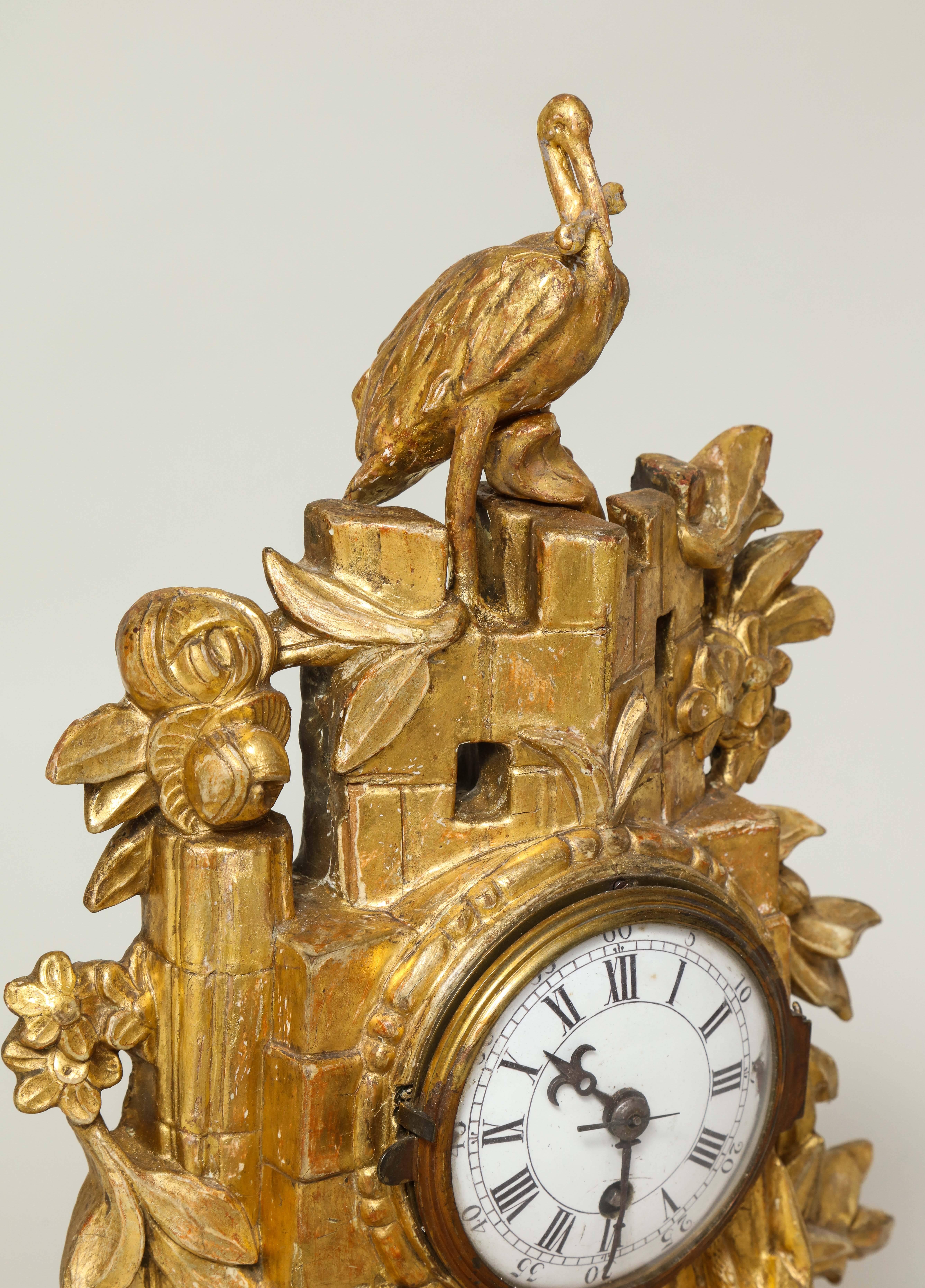 Rococo Giltwood Clock For Sale 2