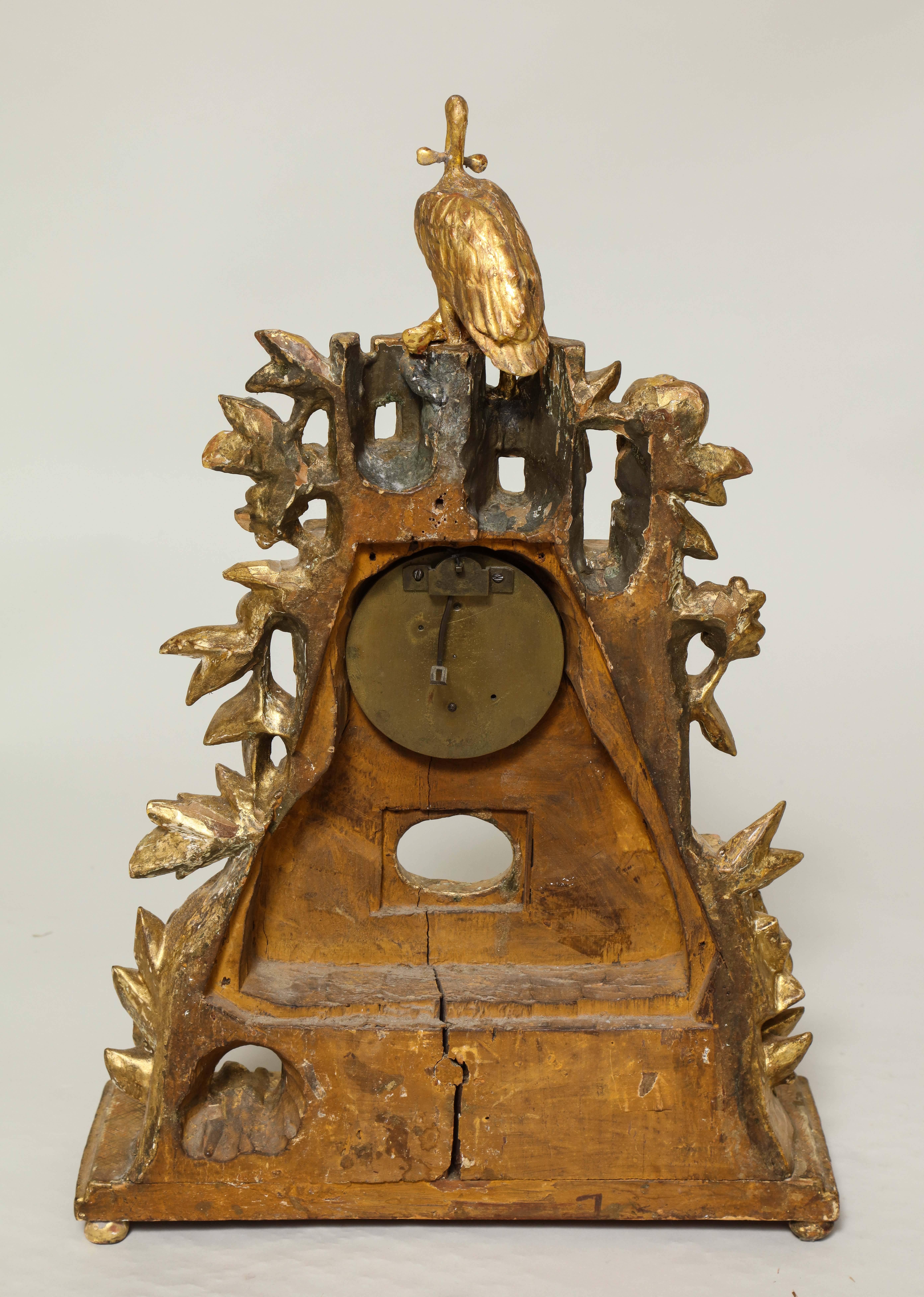 Rococo Giltwood Clock For Sale 3