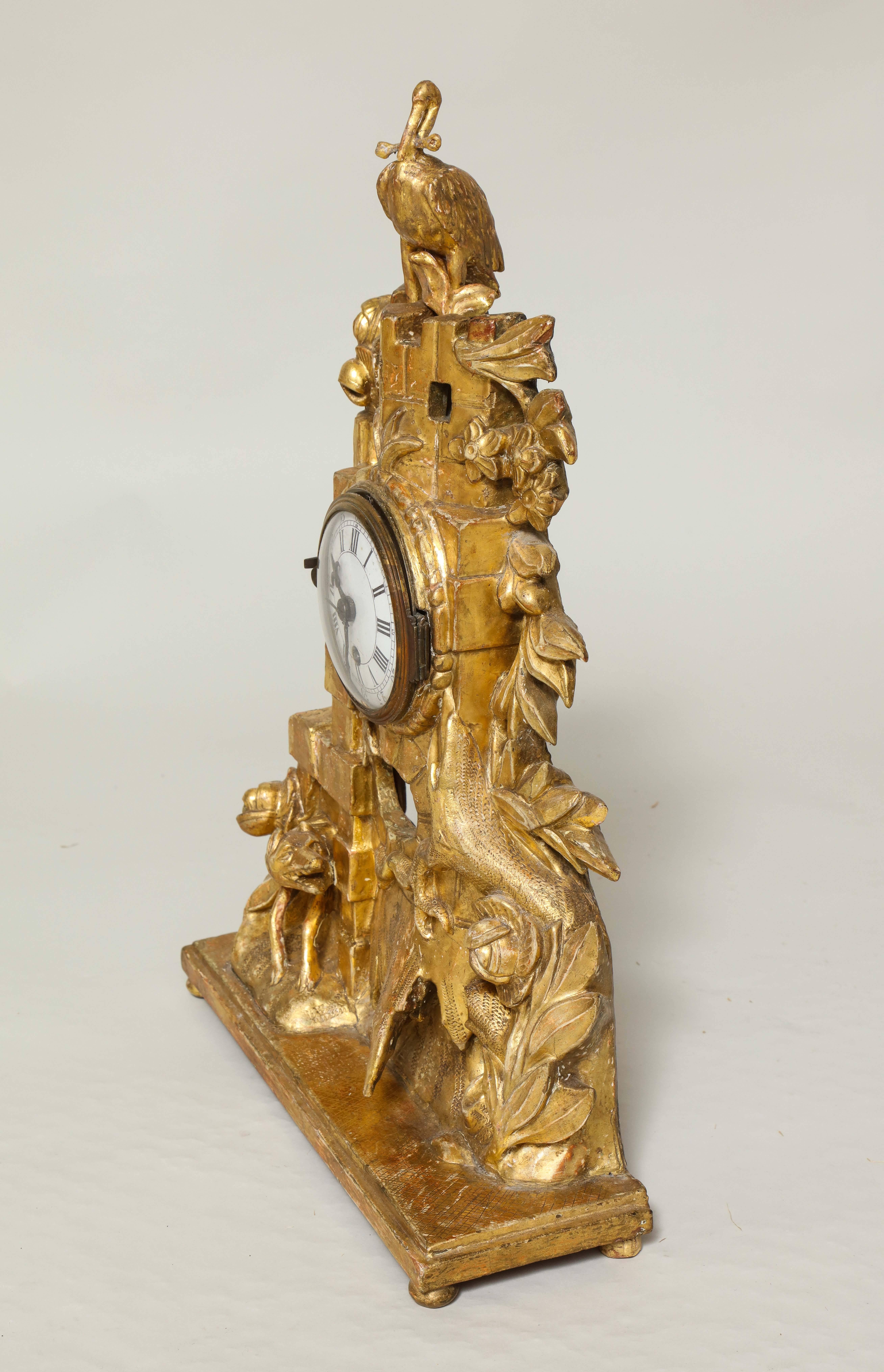 Rococo Giltwood Clock For Sale 4
