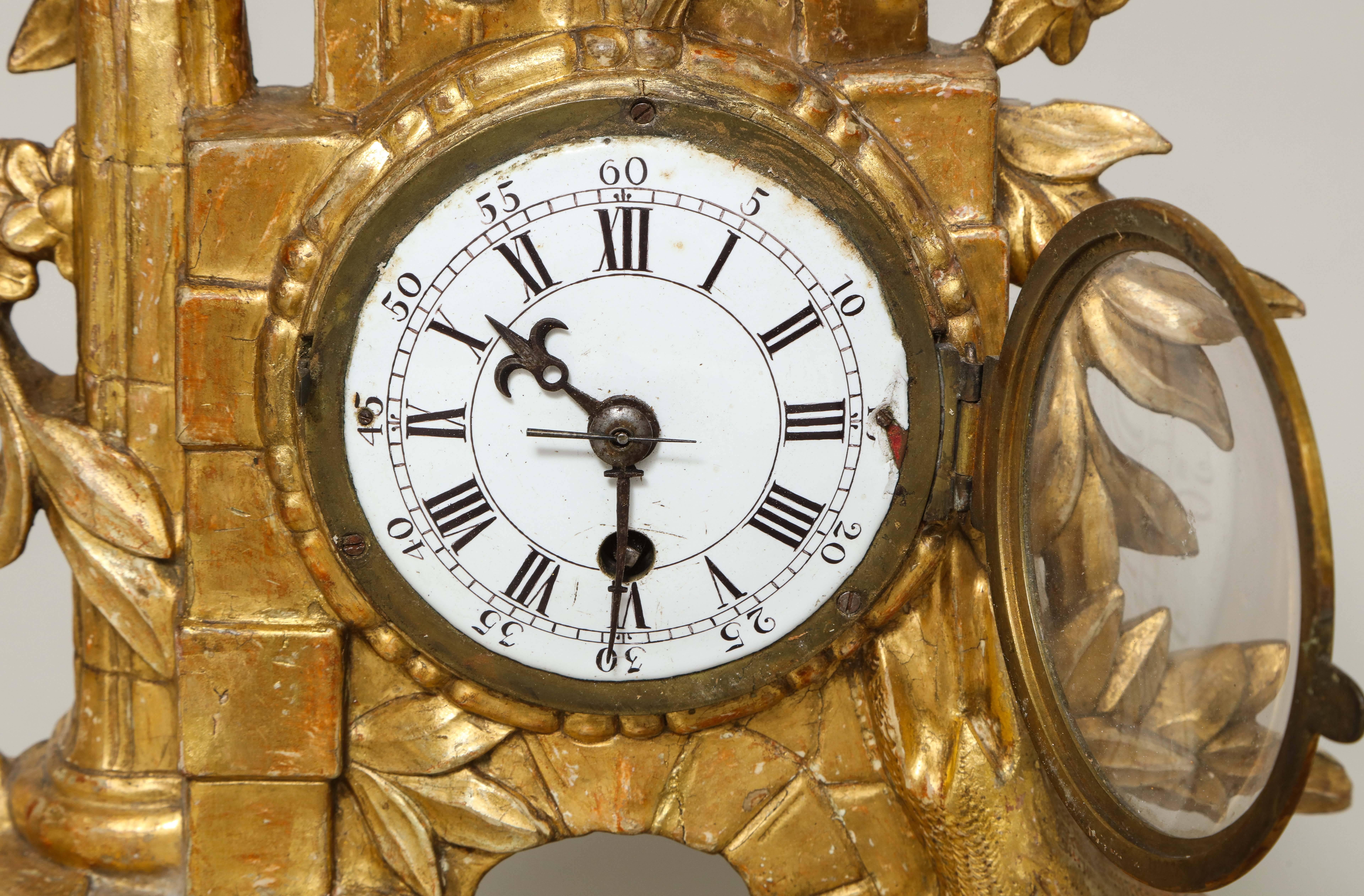 Rococo Giltwood Clock For Sale 5