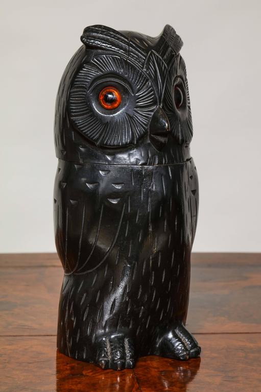 Carved Owl Tobacco Jar at 1stDibs