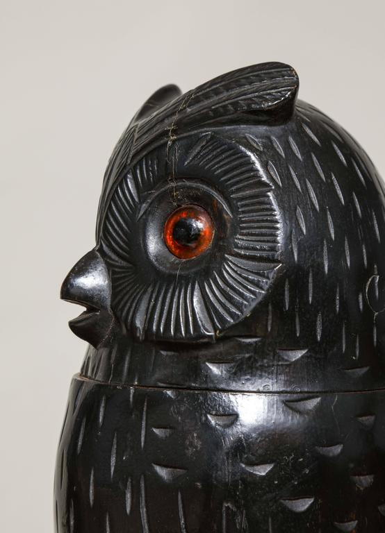 owl tobacco jar Carved Owl Tobacco Jar at 1stDibs