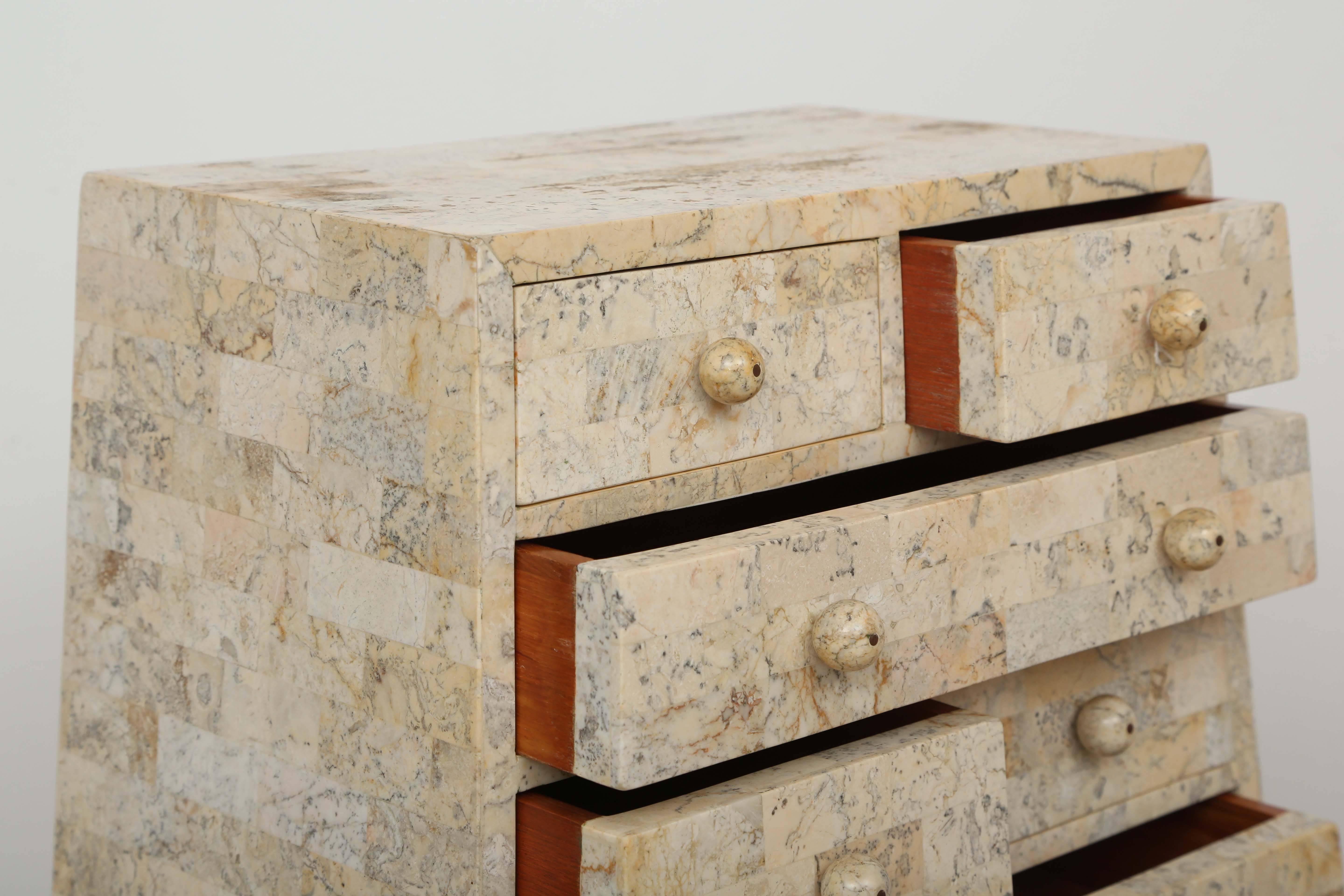 American Tall Pyramidal Tesselated Stone Tile Cabinet by Maitland Smith