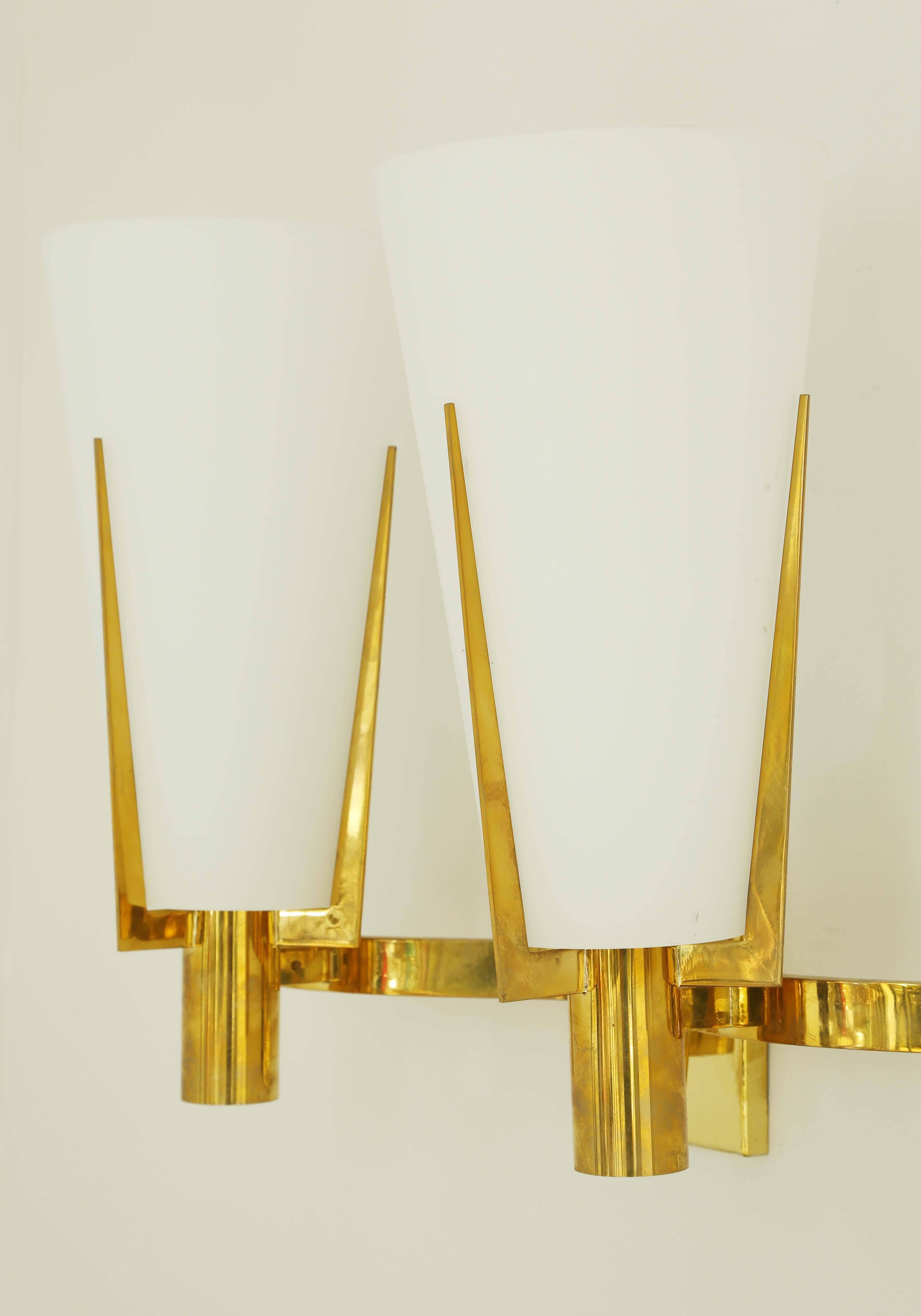 Pair of Italian Double Arm Sconces In Excellent Condition In Miami, FL
