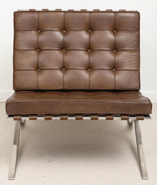 Pair of Vintage Brown Leather Barcelona Chairs For Sale at 1stdibs Pair of Vintage Brown Leather Barcelona Chairs For Sale at 1stdibs
