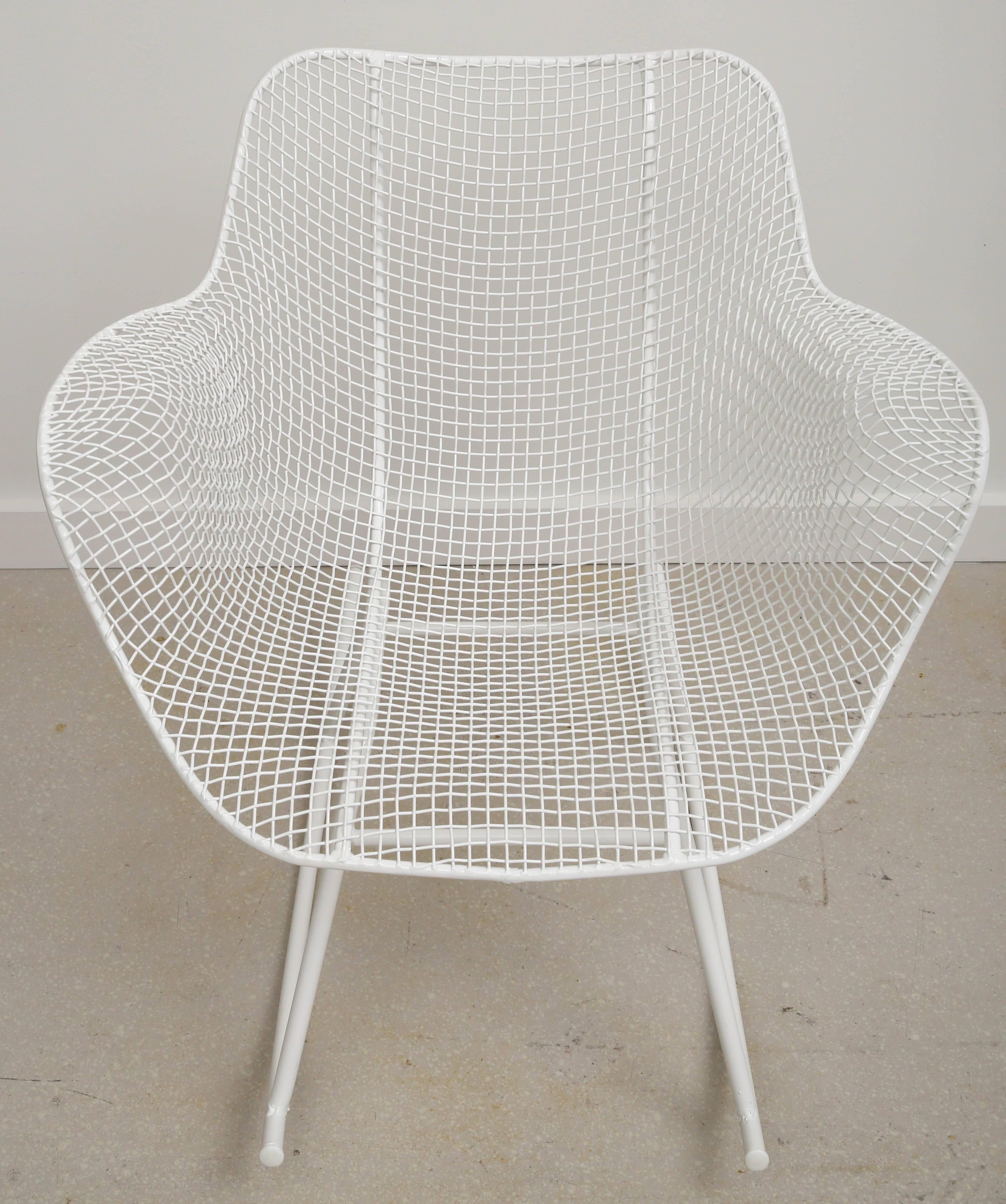 Mid-Century Modern Rare Vintage Sculptura White Rocking Chair, Russell Woodard