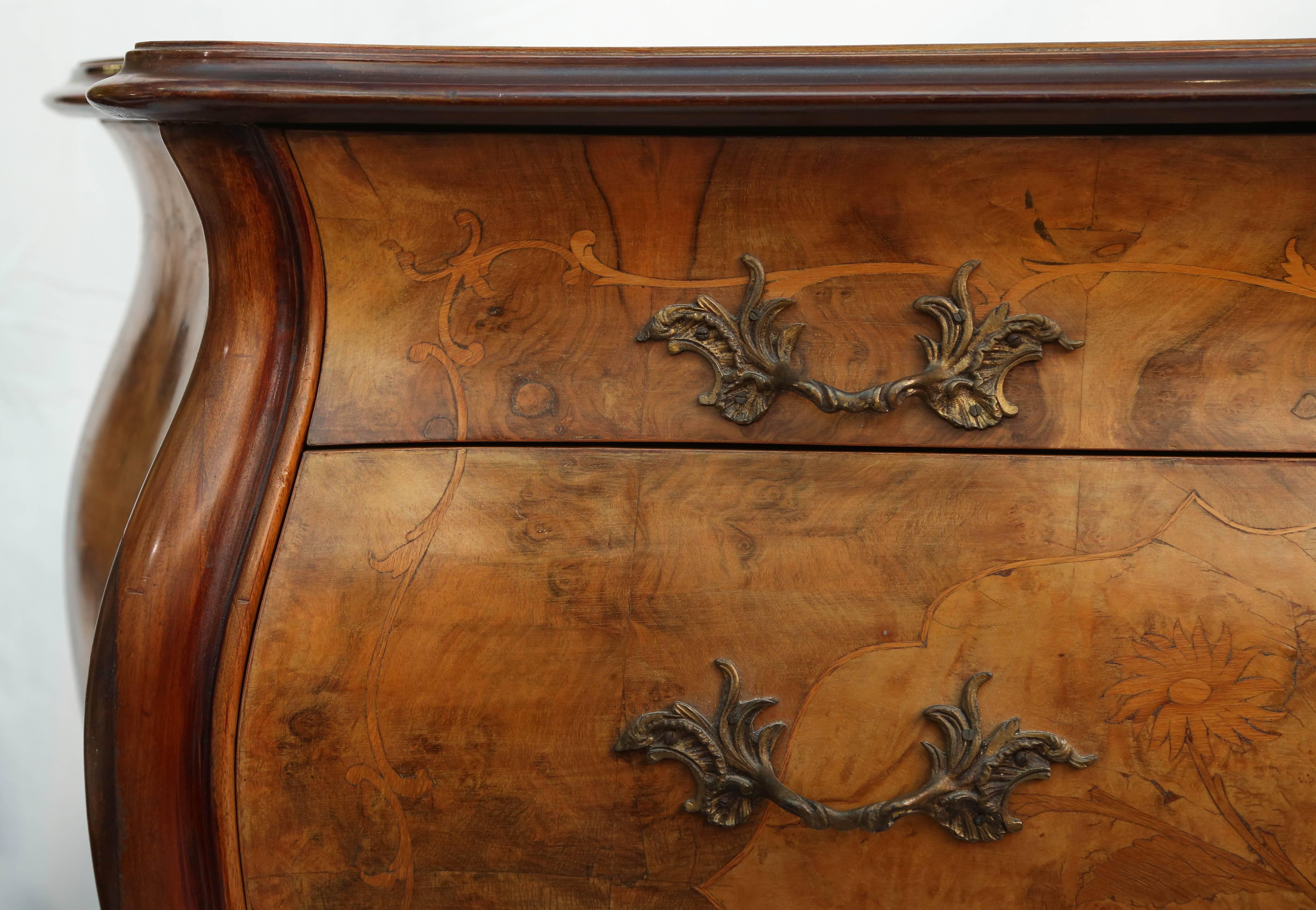 Italian Marquetry Bombe Commode In Good Condition In West Palm Beach, FL